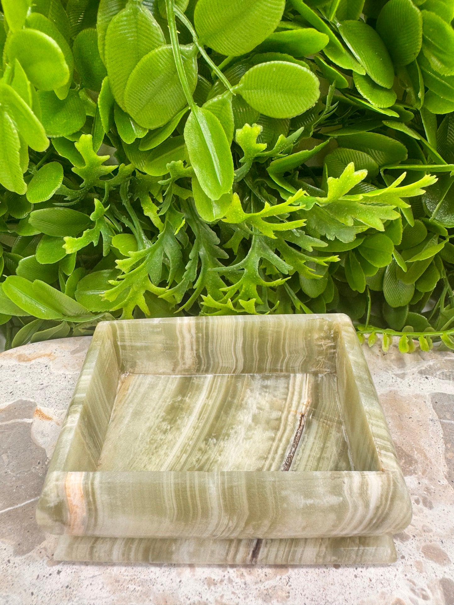 Green Banded Onyx Trinket Jewellery Box with lid 544g