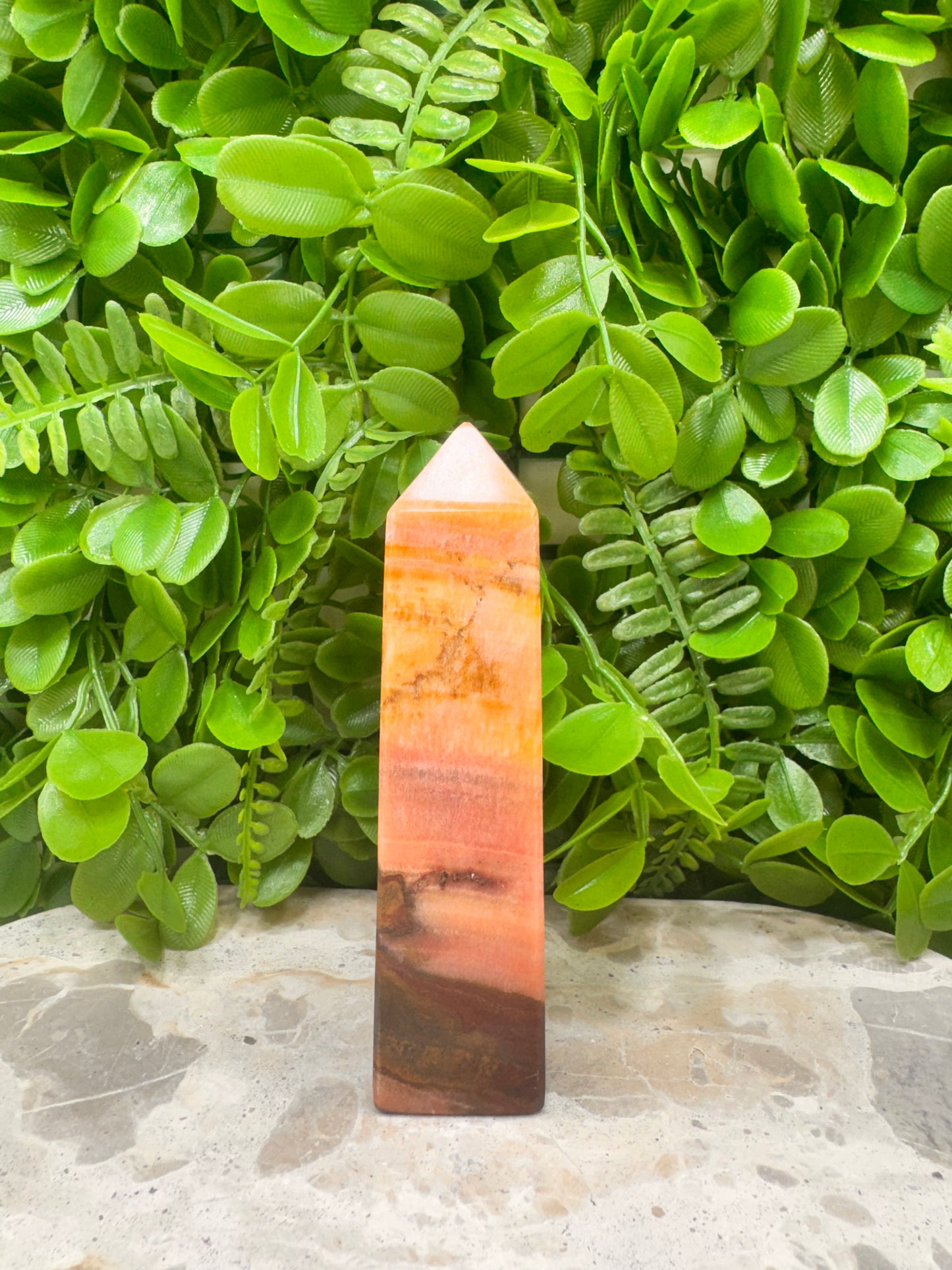 Peach Banded Calcite Tower 264g