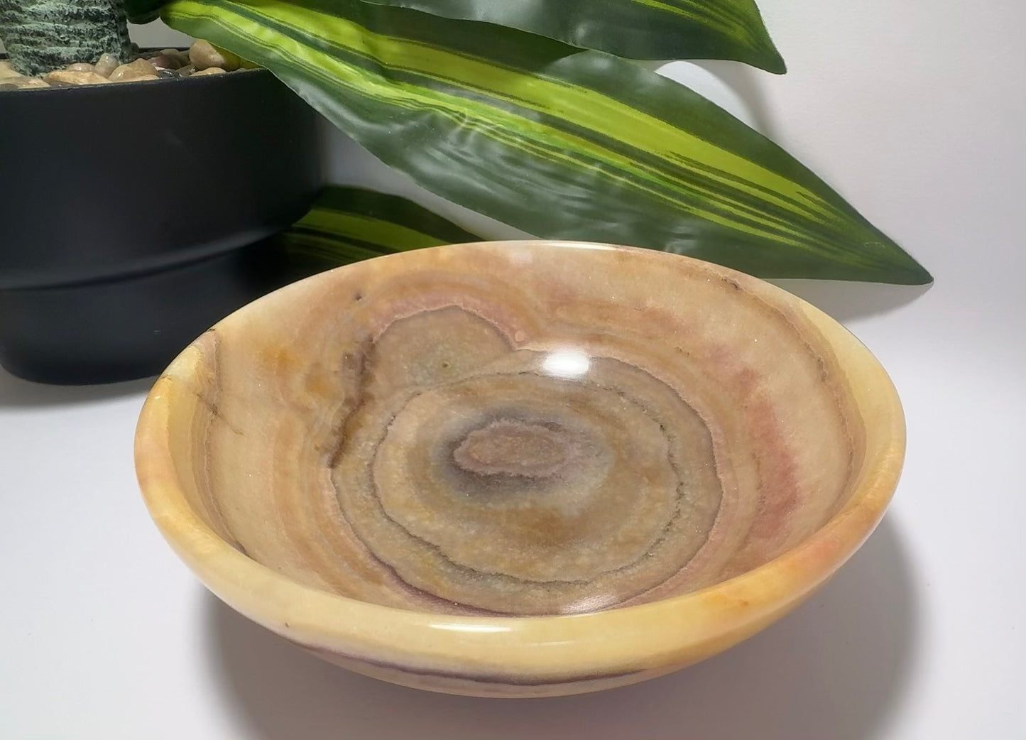 Peach Banded Calcite Bowl 464g