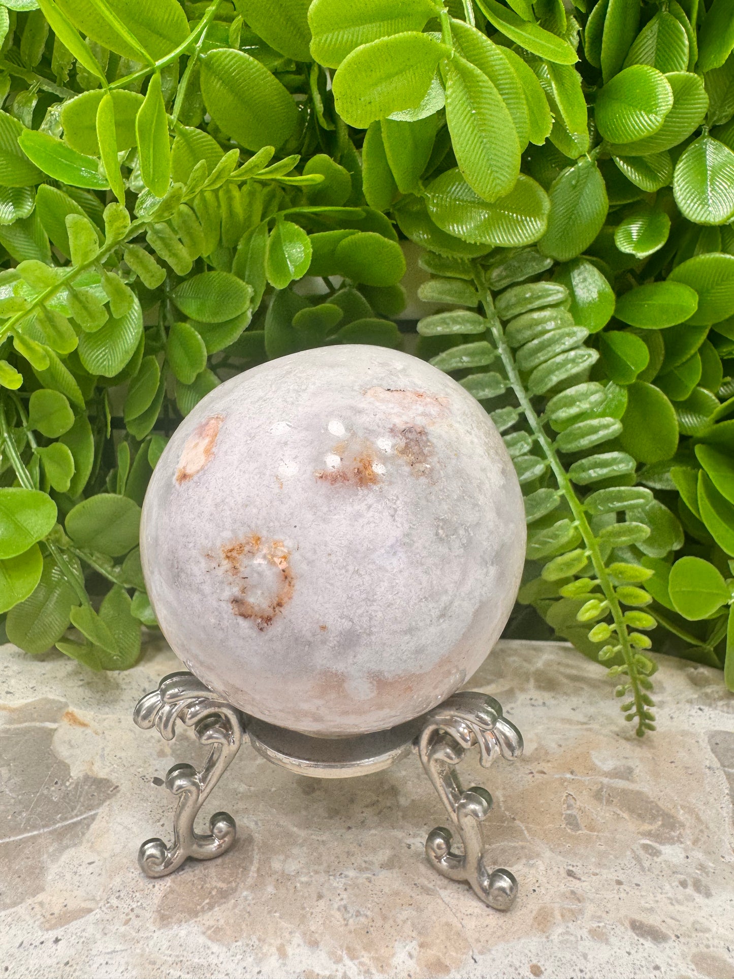 Pink Druzy Agate Sphere 422g