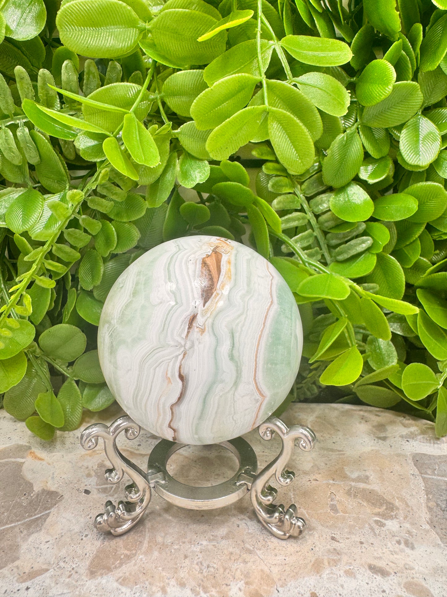 Pistachio Calcite Sphere 432g