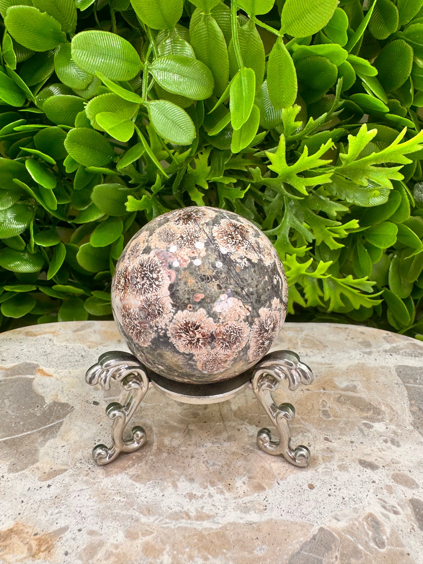 Russian Flower Agate Sphere 232g