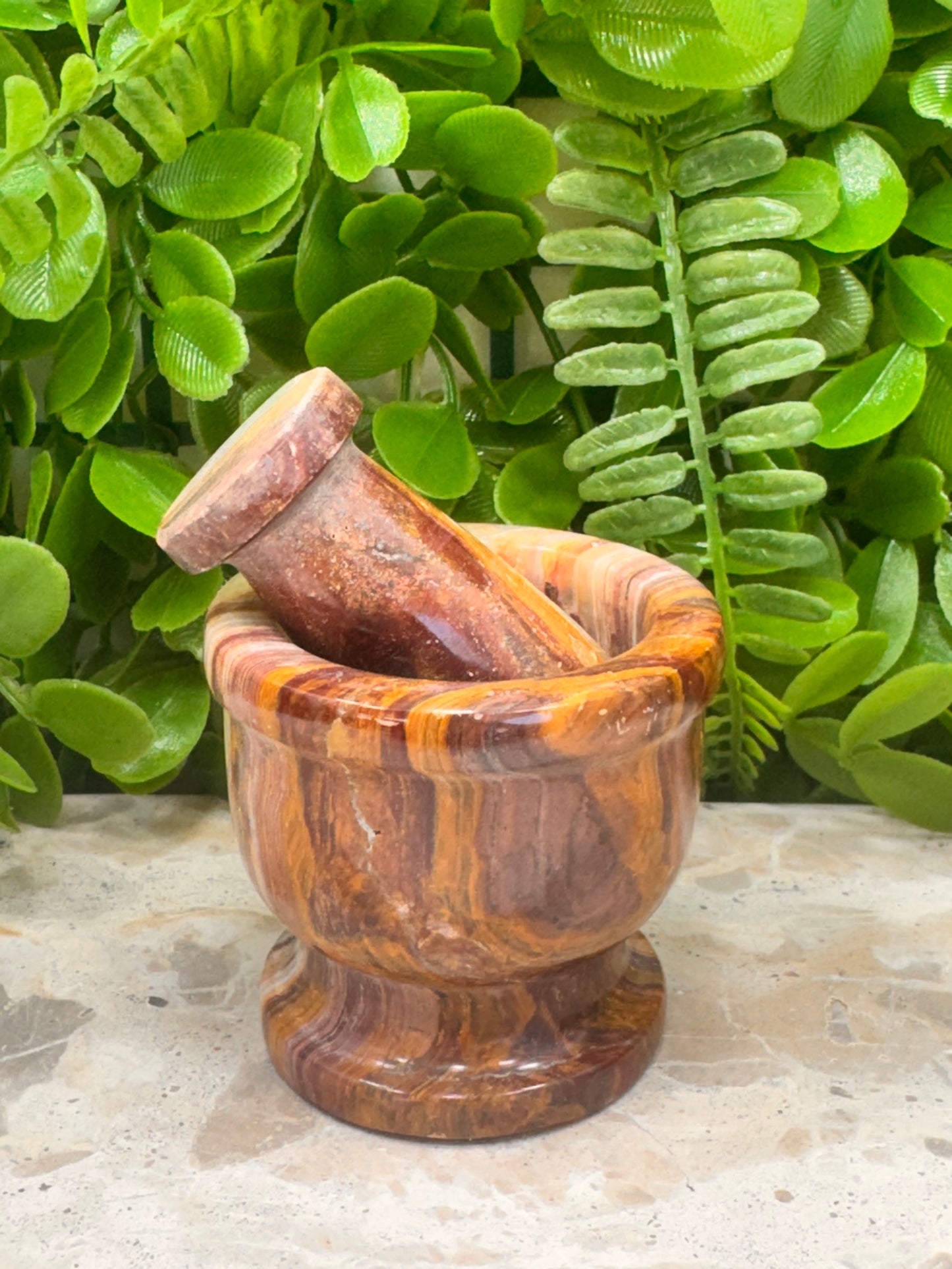 Green Banded Onyx Mortar and Pestle 326g