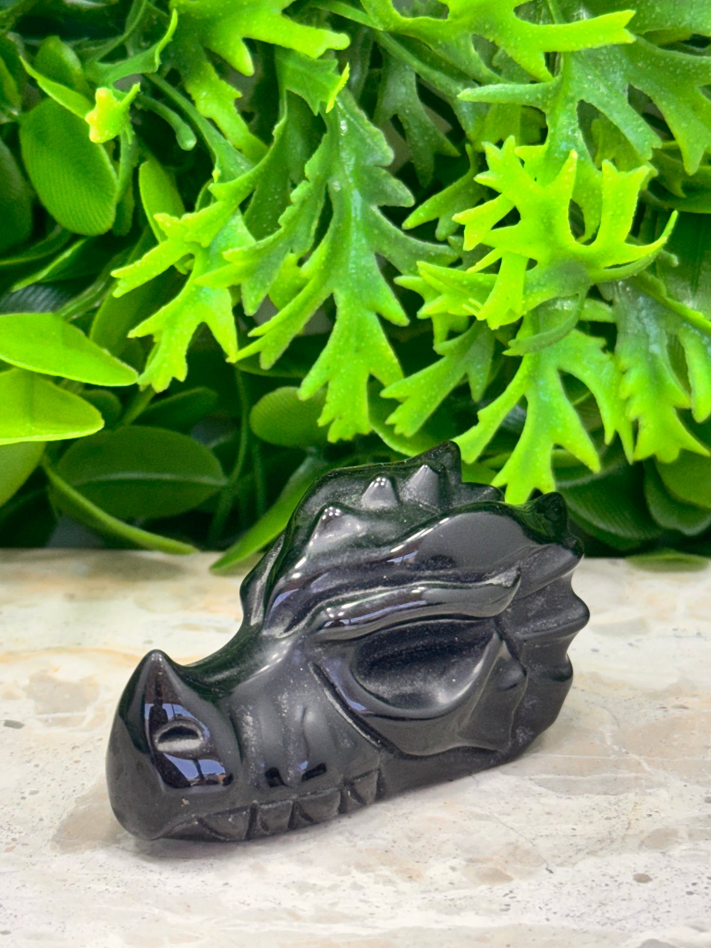Black Obsidian Dragon Skull 80g