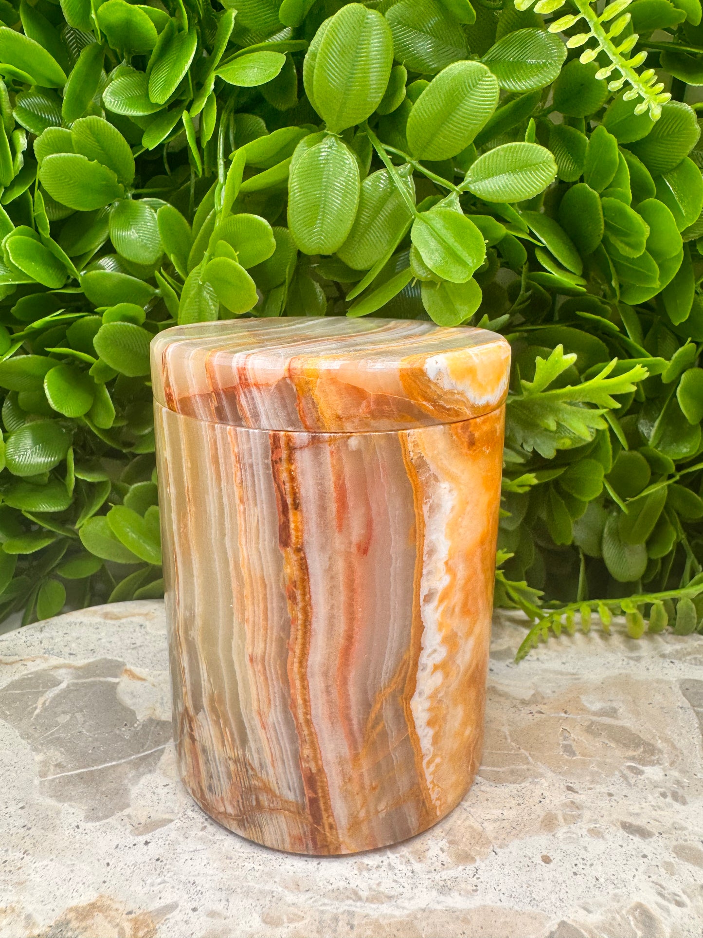 Green Banded Onyx Jar with lid 2 pce 608g