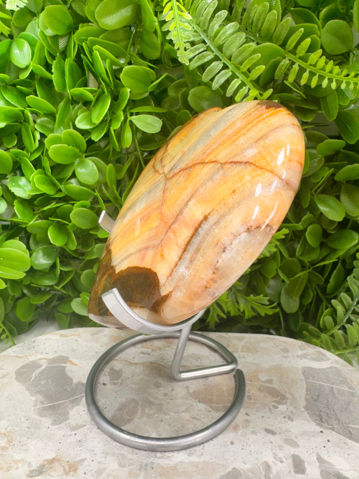 Peach Banded Calcite Heart 1060g