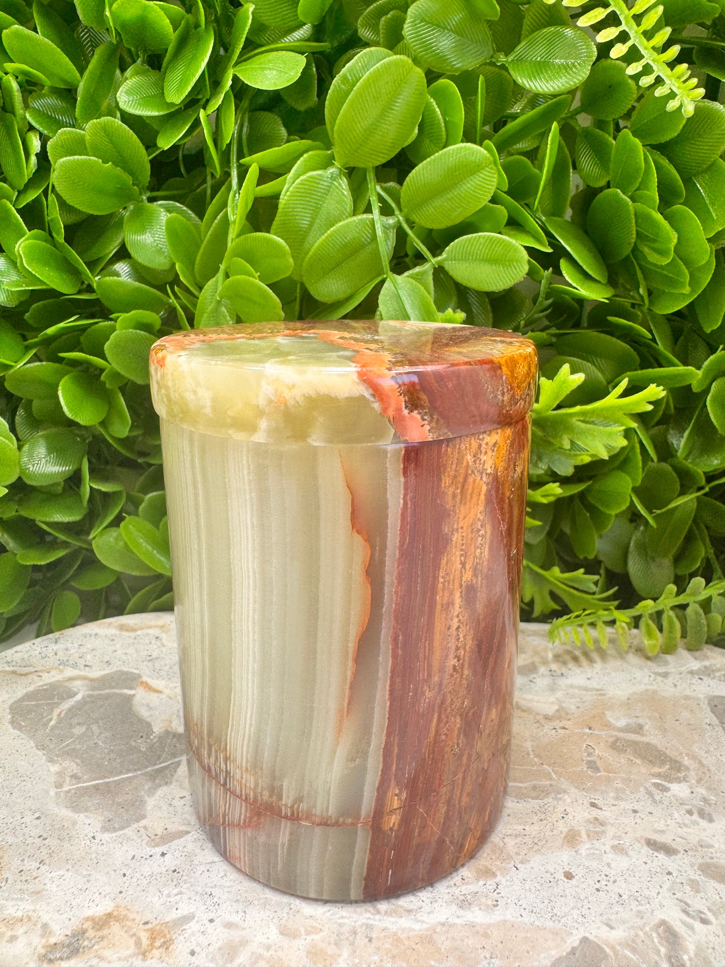 Green Banded Onyx Jar with lid 2 pce 550g