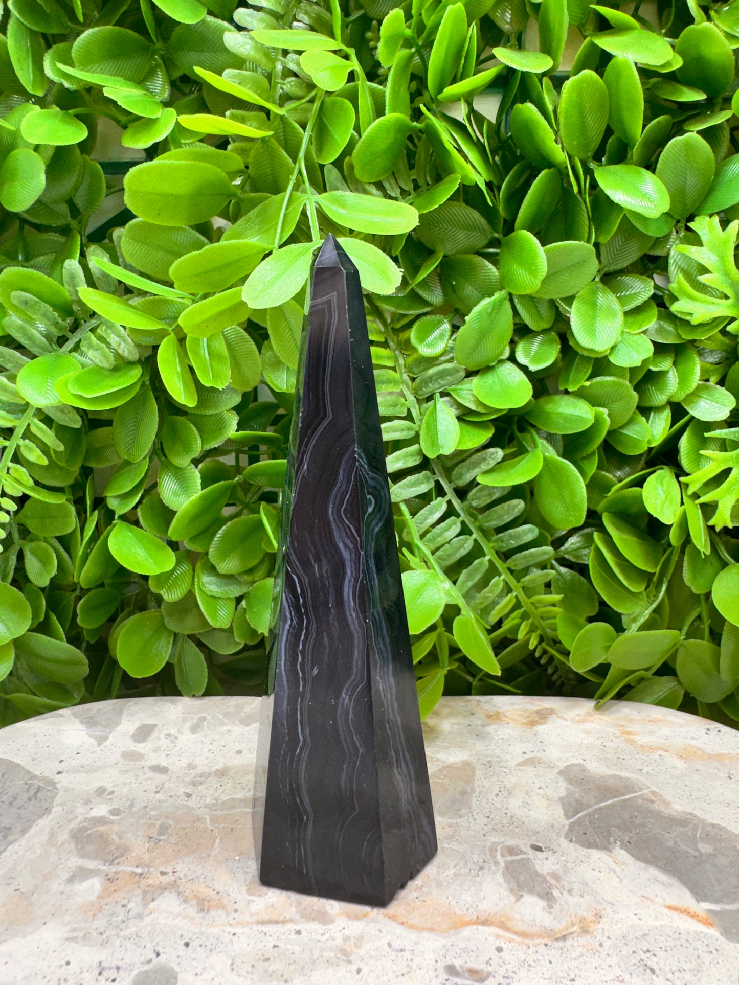 Black Banded Onyx Tower 221g