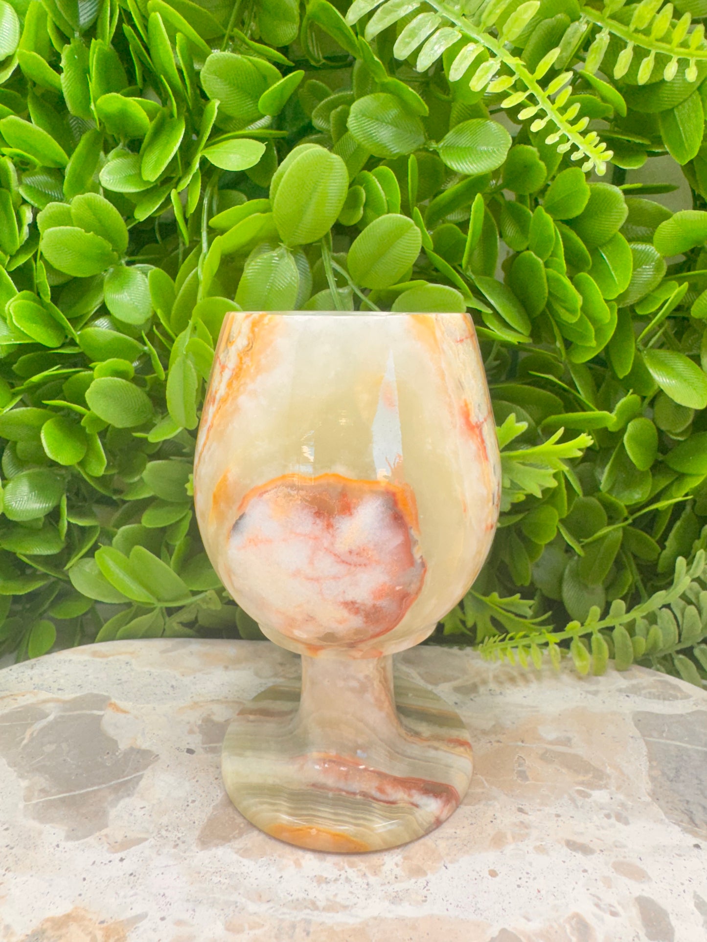 Green banded Onyx Wine Goblet 440g