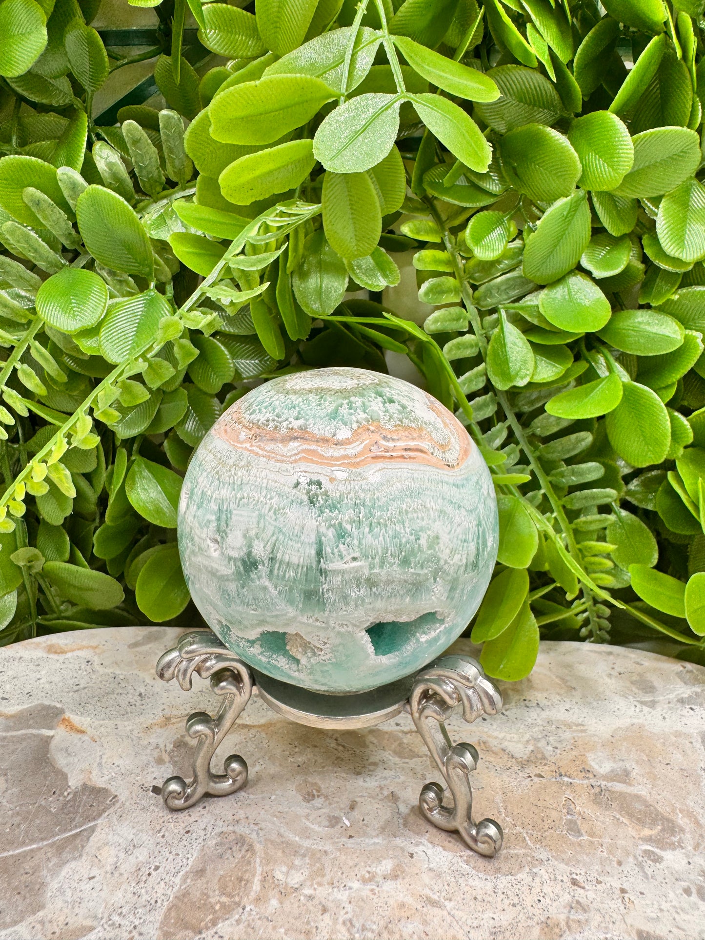 Blue Aragonite Sphere 392g