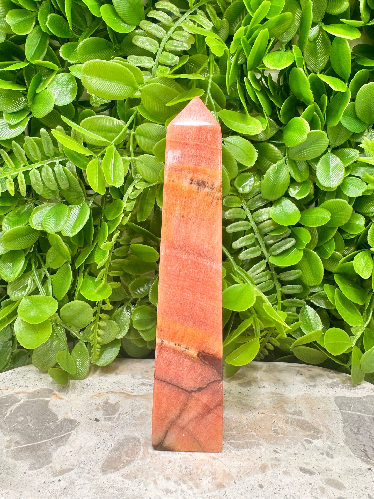 Peach Banded Calcite Tower 326g