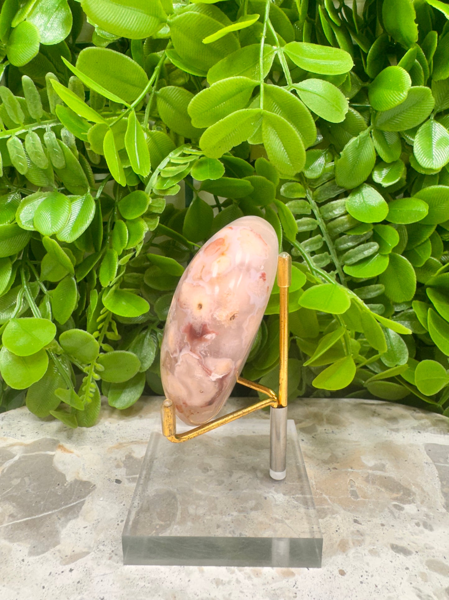 Flower Agate Palm Stone 222g