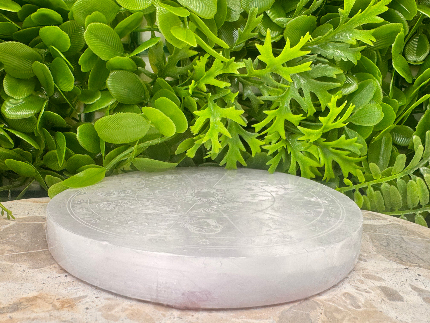 Selenite Zodiac Plate 594g