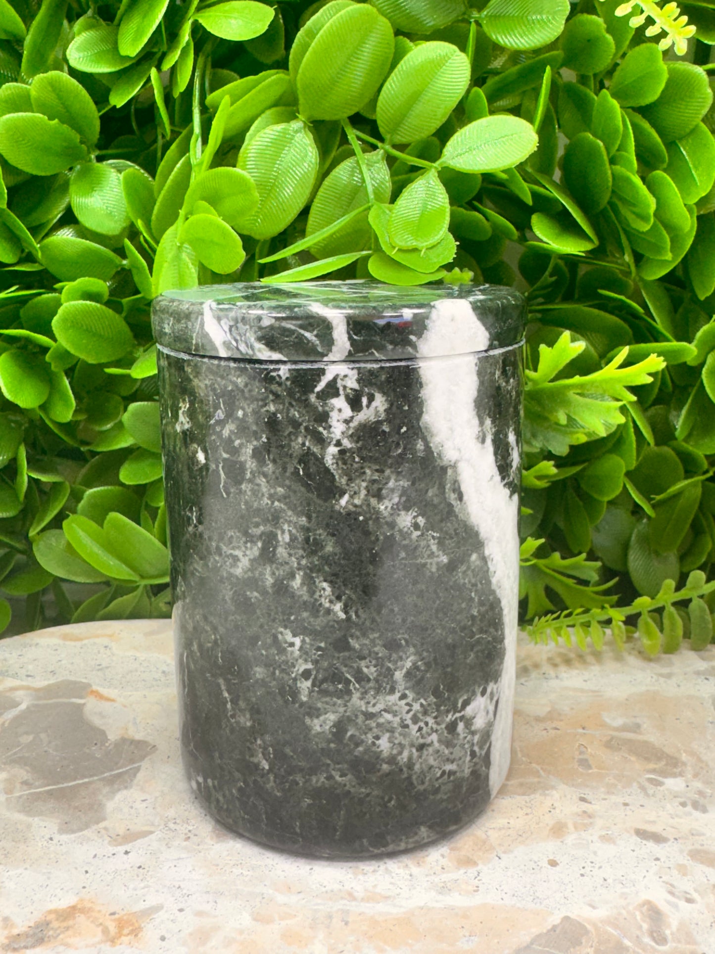Black Zebra Jasper Jar with lid 2 pce 598g