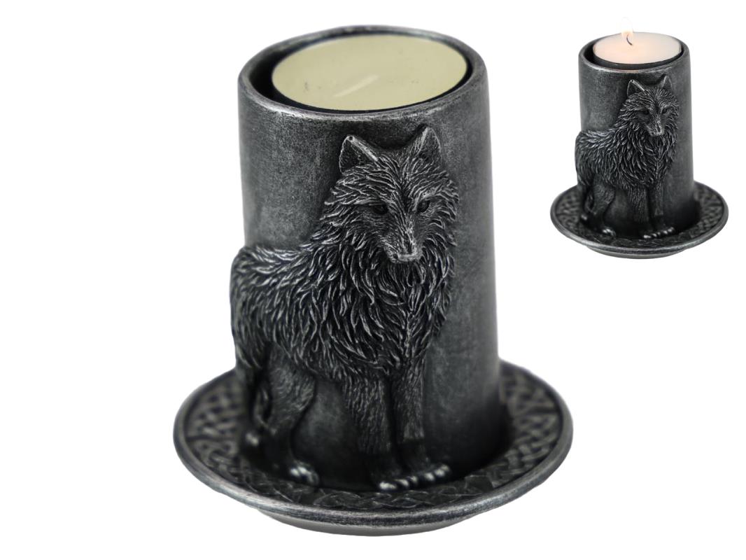 Wolf Candle Holder with Plate