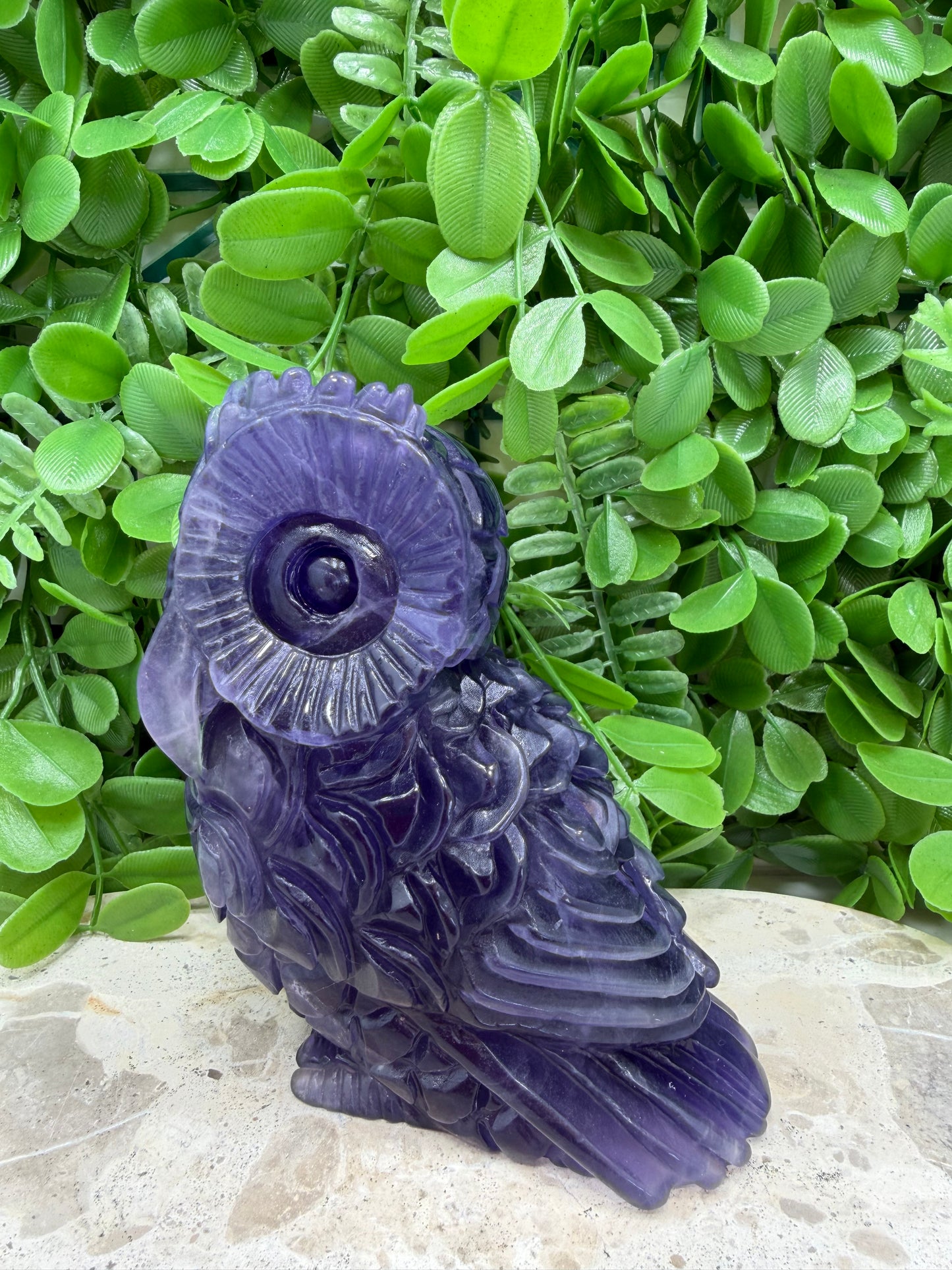 Purple Fluorite Owl 1054g