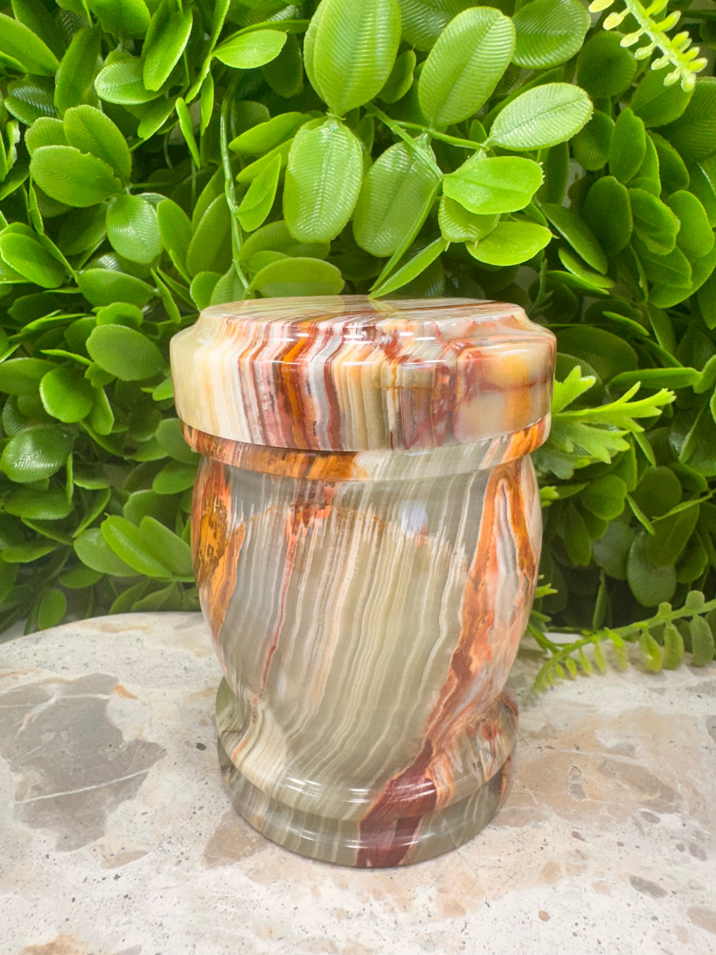Green Banded Onyx Jar with lid 2 pce 570g