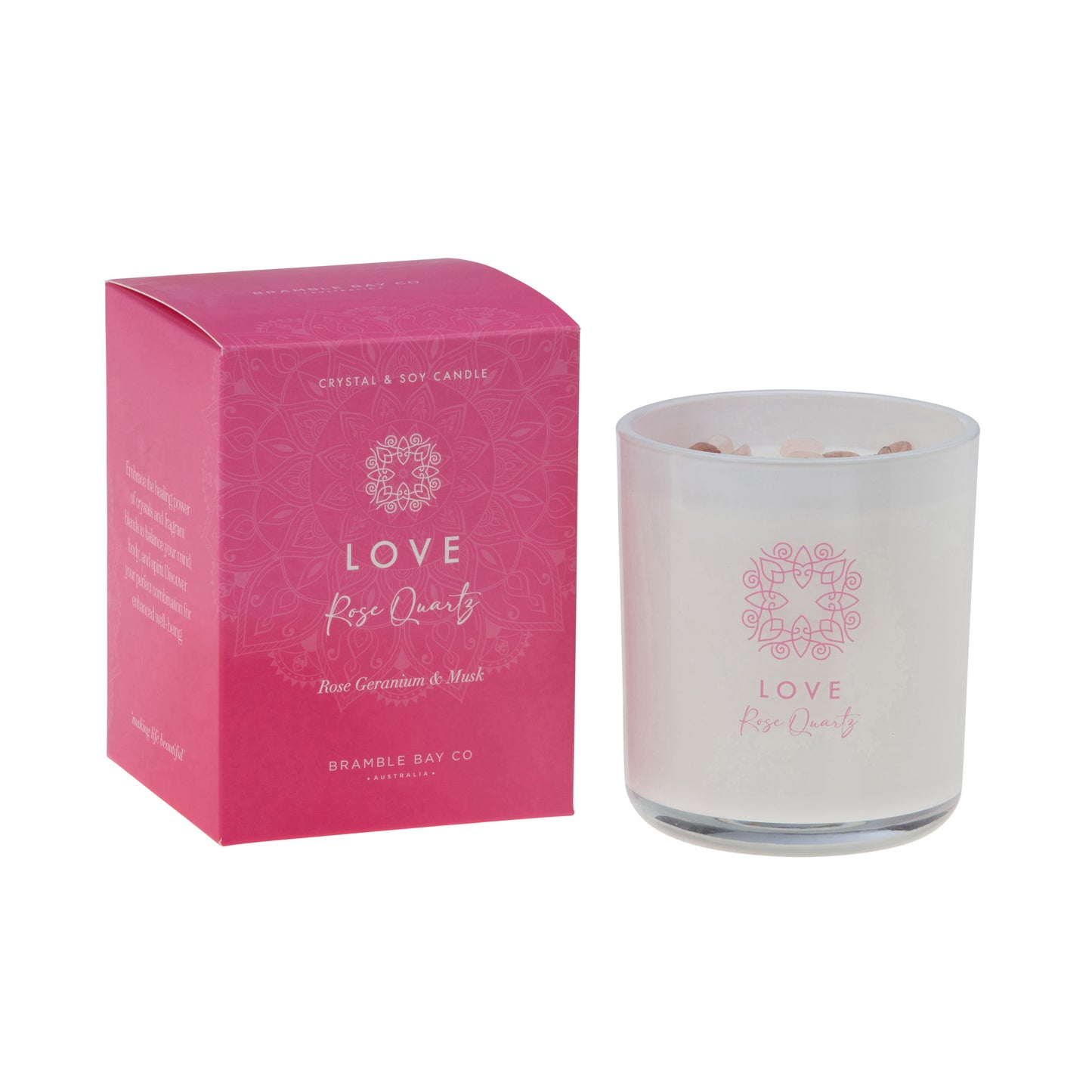 LOVE - Rose Quartz Candle (Rose Geranium & Musk) 300g