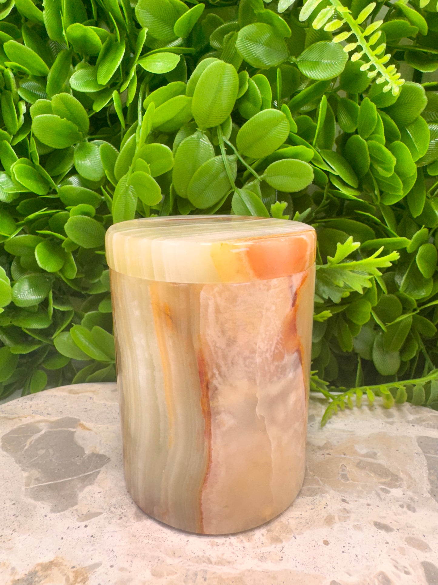 Green Banded Onyx Jar with lid 2 pce 542g