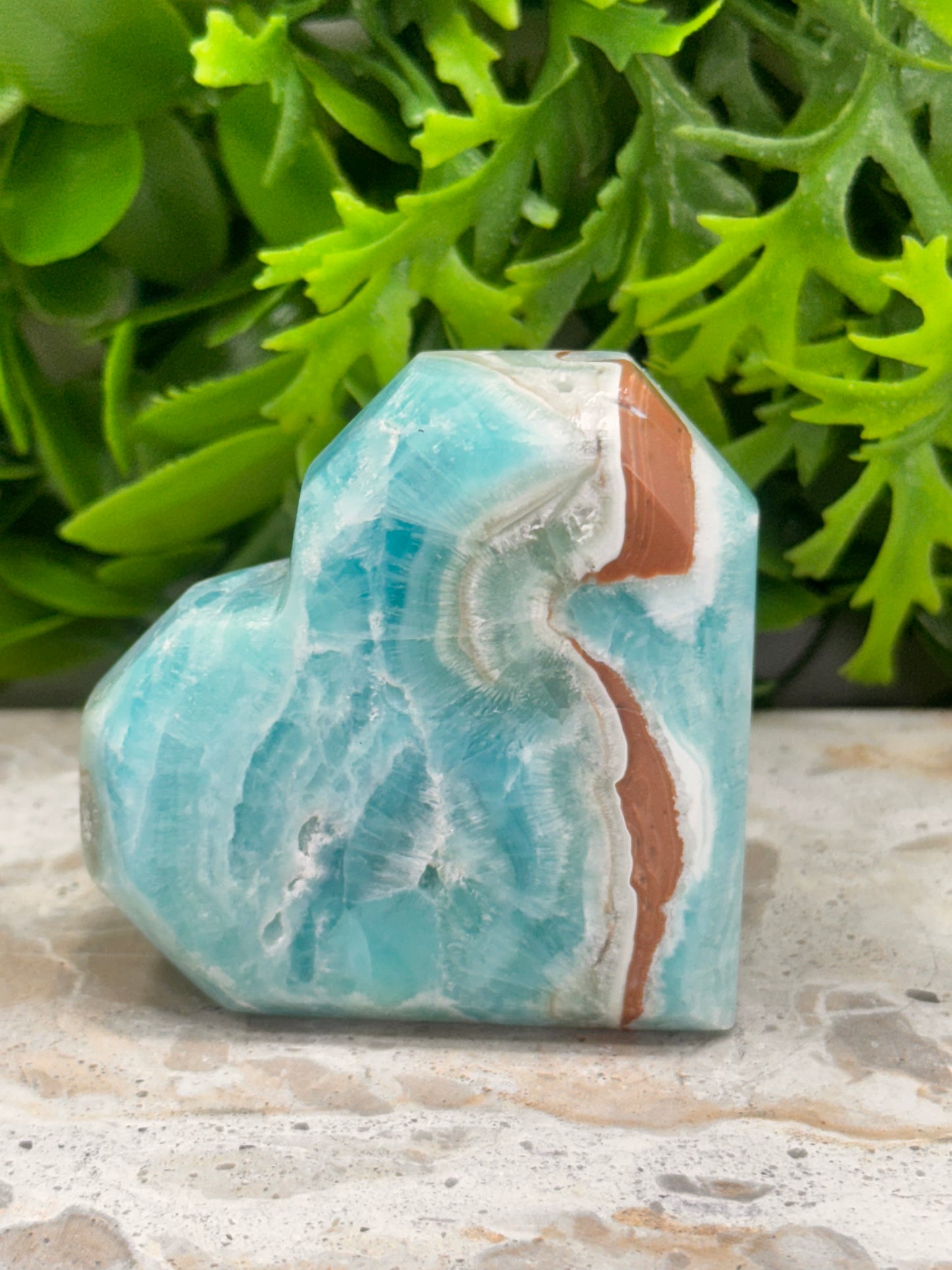 Blue Aragonite Faceted Heart 162g