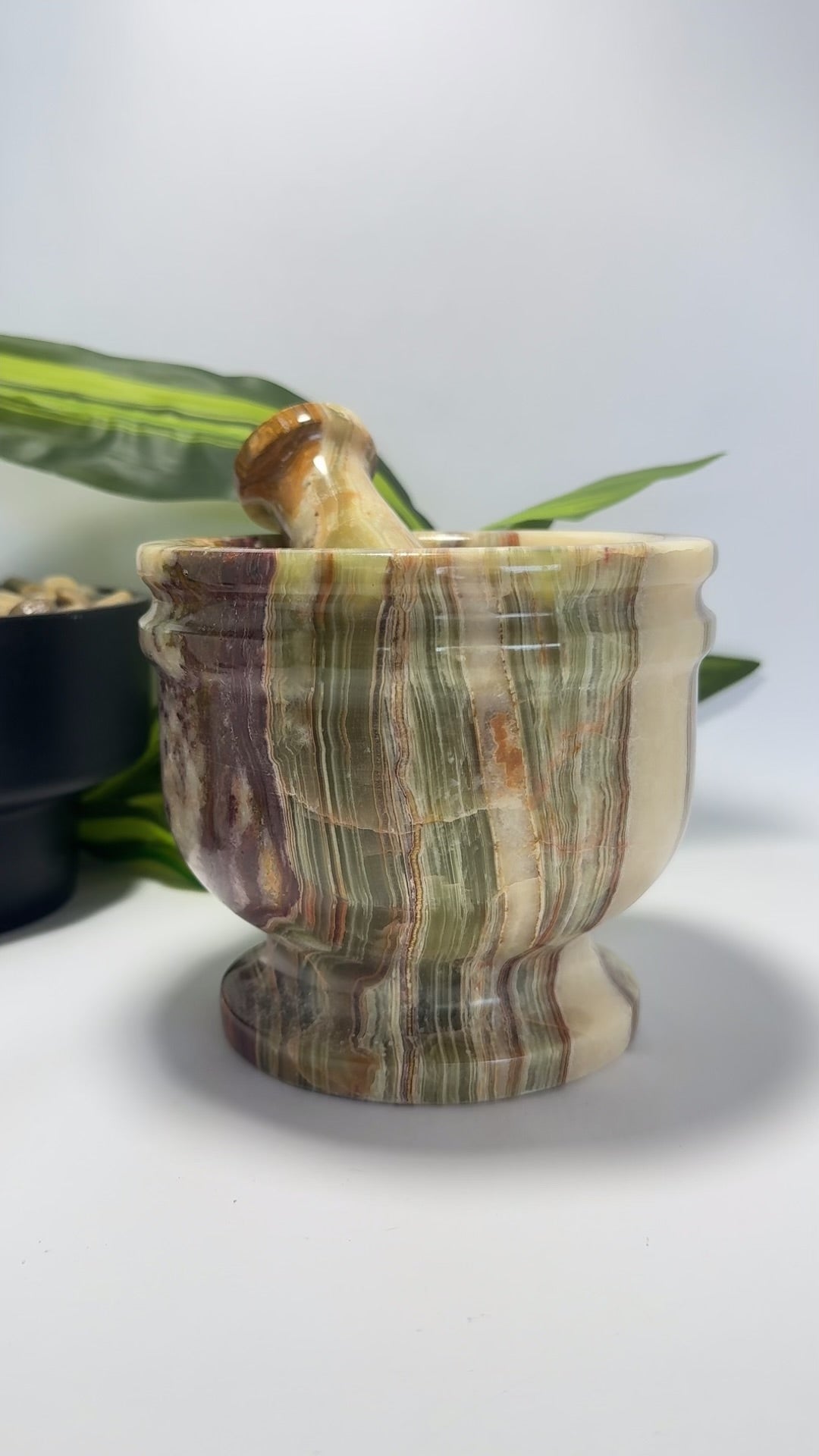 Green Banded Onyx Mortar and Pestle 2.2kg