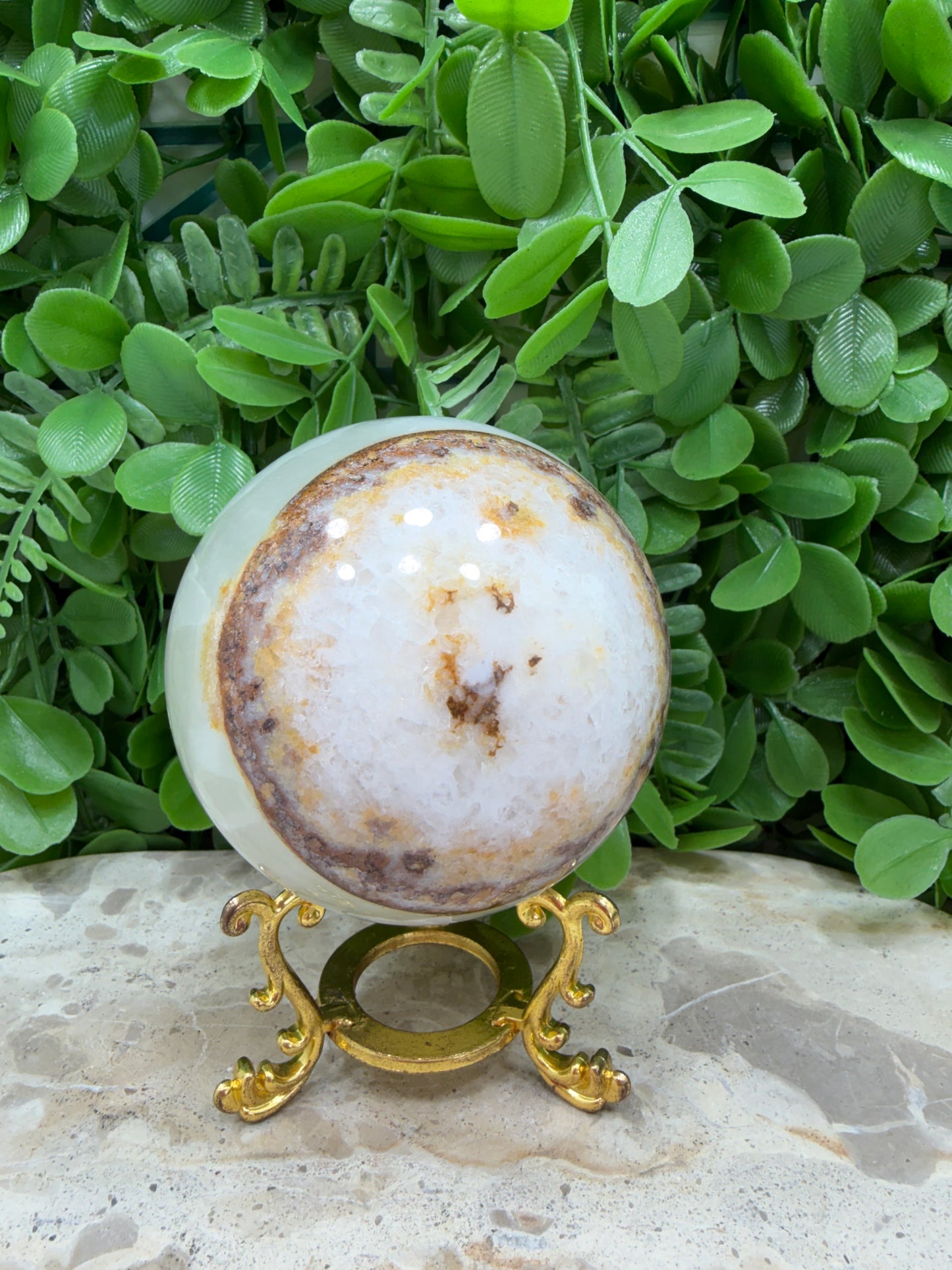 Dendritic Silky white Calcite Sphere 812g