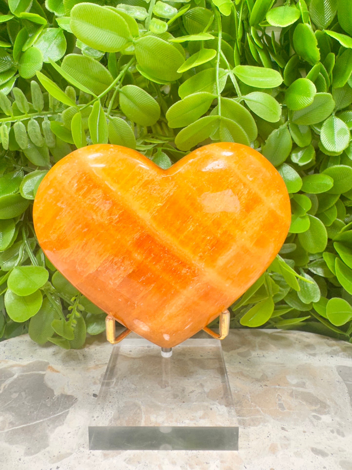 Crystalized Orange Calcite Heart 598g