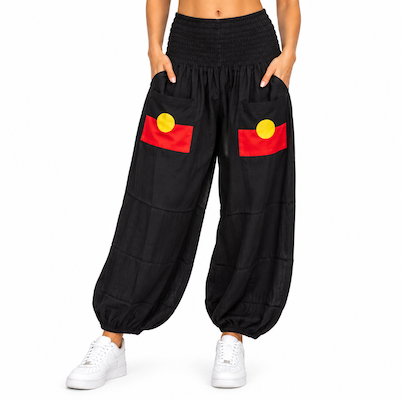 Aboriginal Flag Printed Pockets Rayon Women's Harem Pants