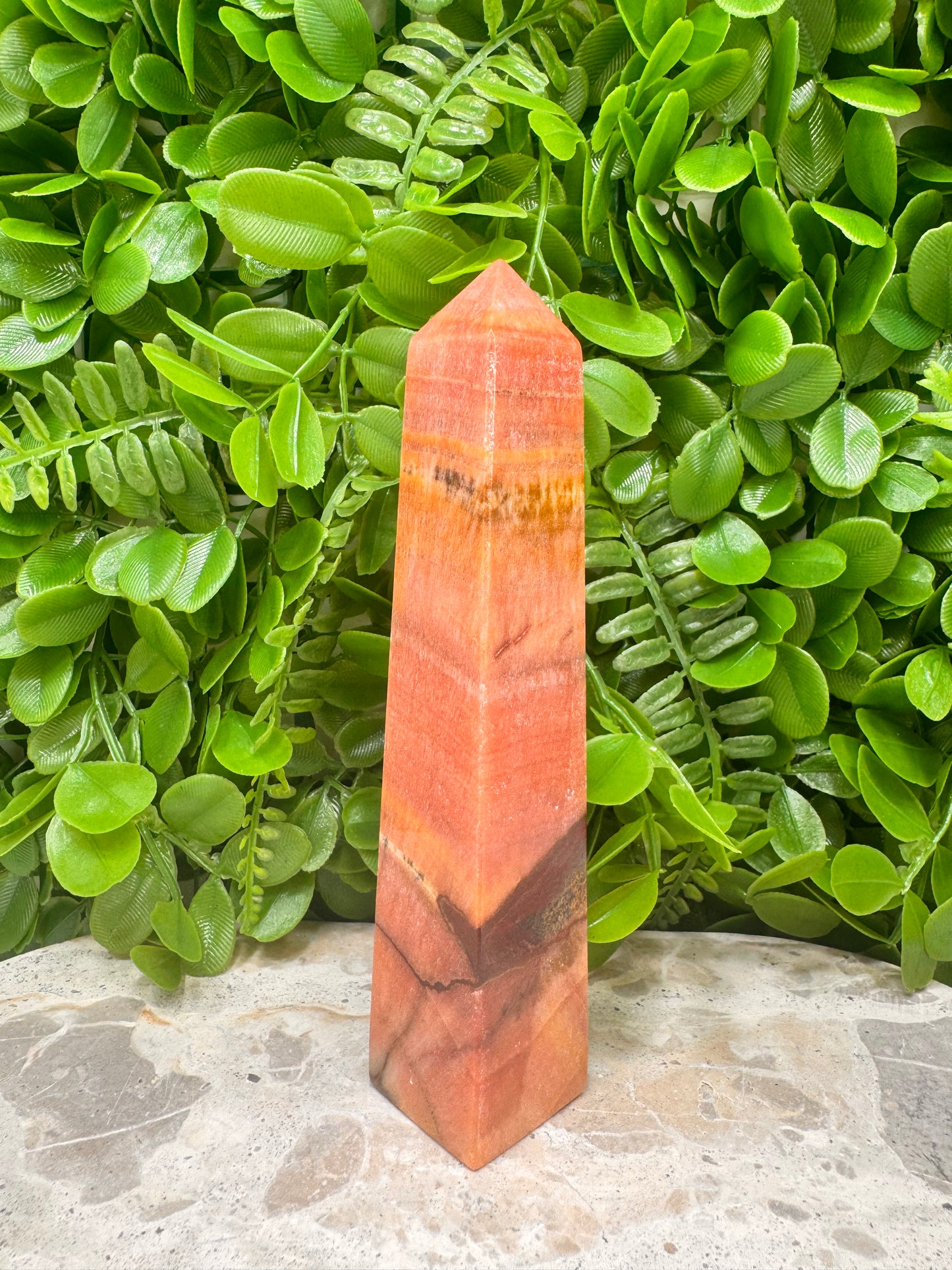 Peach Banded Calcite Tower 326g
