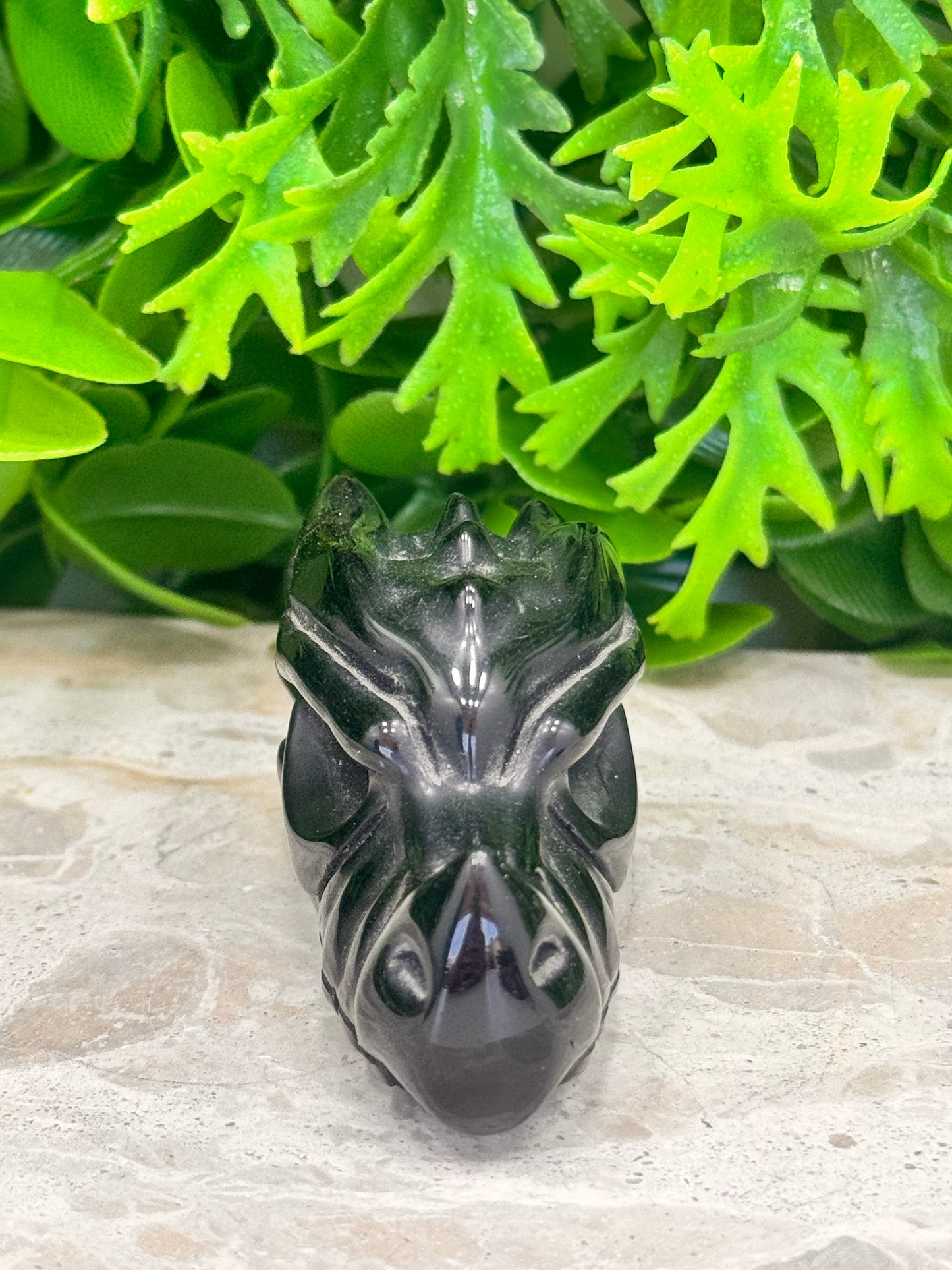 Black Obsidian Dragon Skull 80g