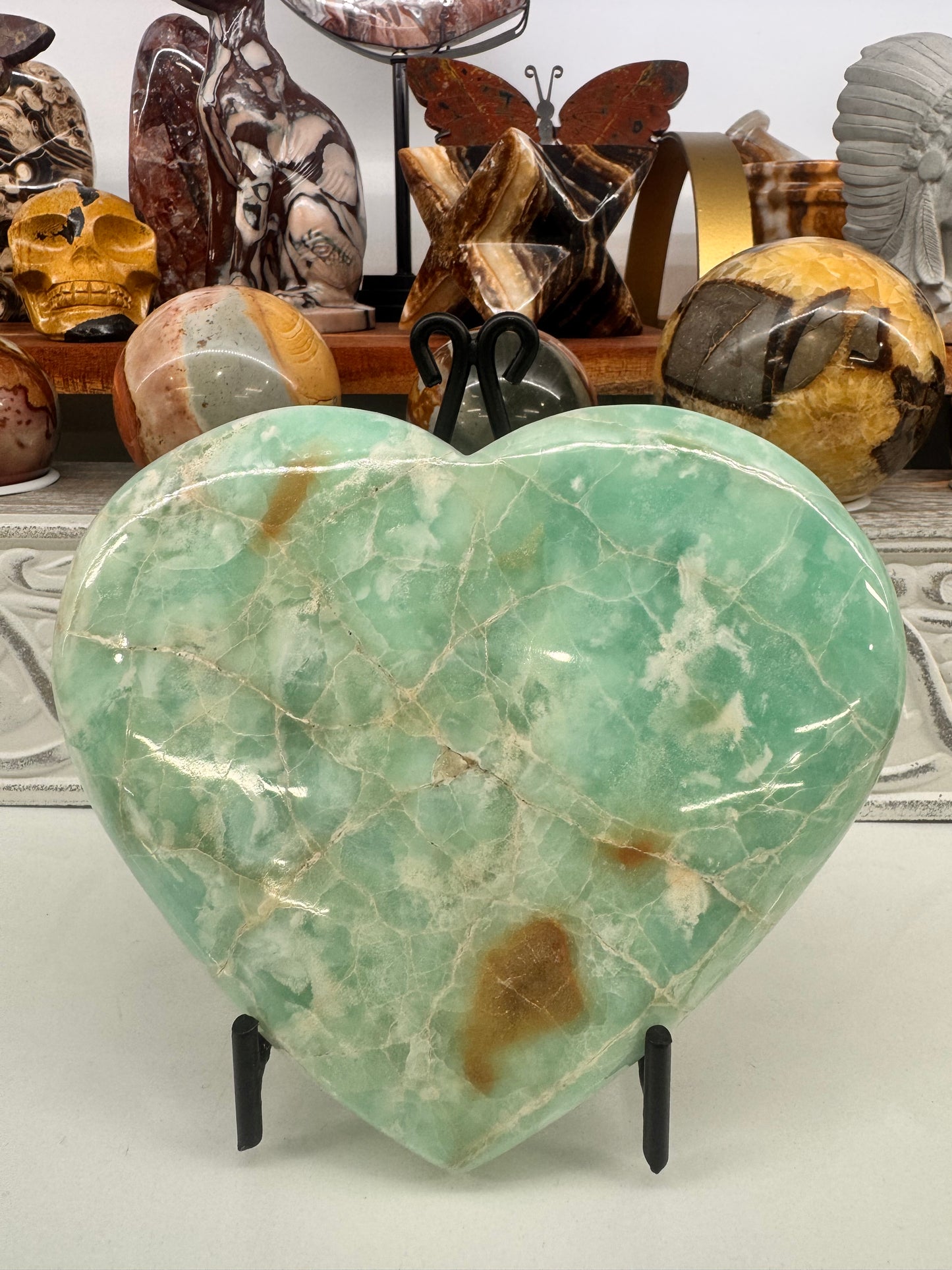 Aragonite & Smithsonite Heart 1092g