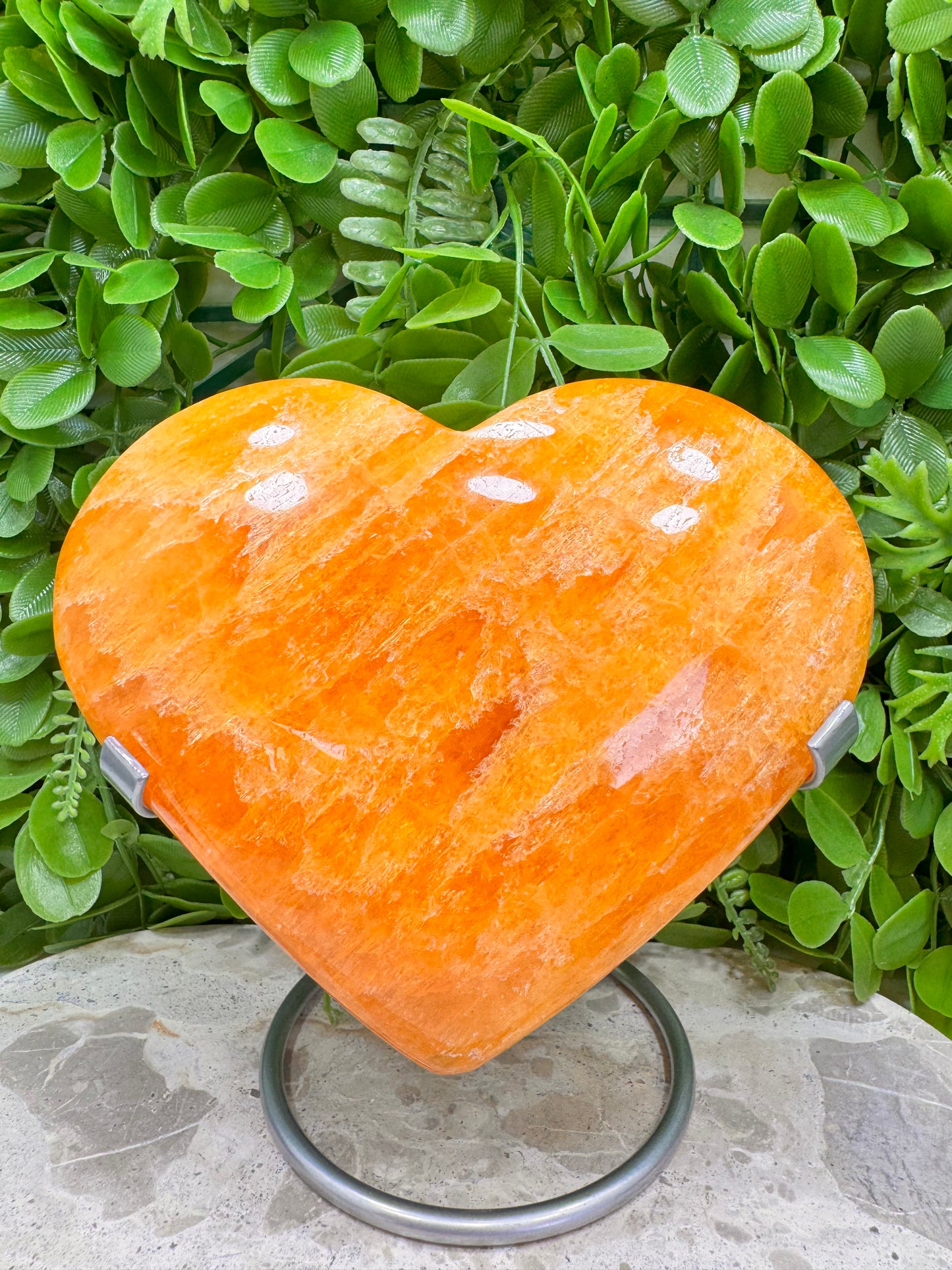 Crystallised Orange Calcite Heart 1368g