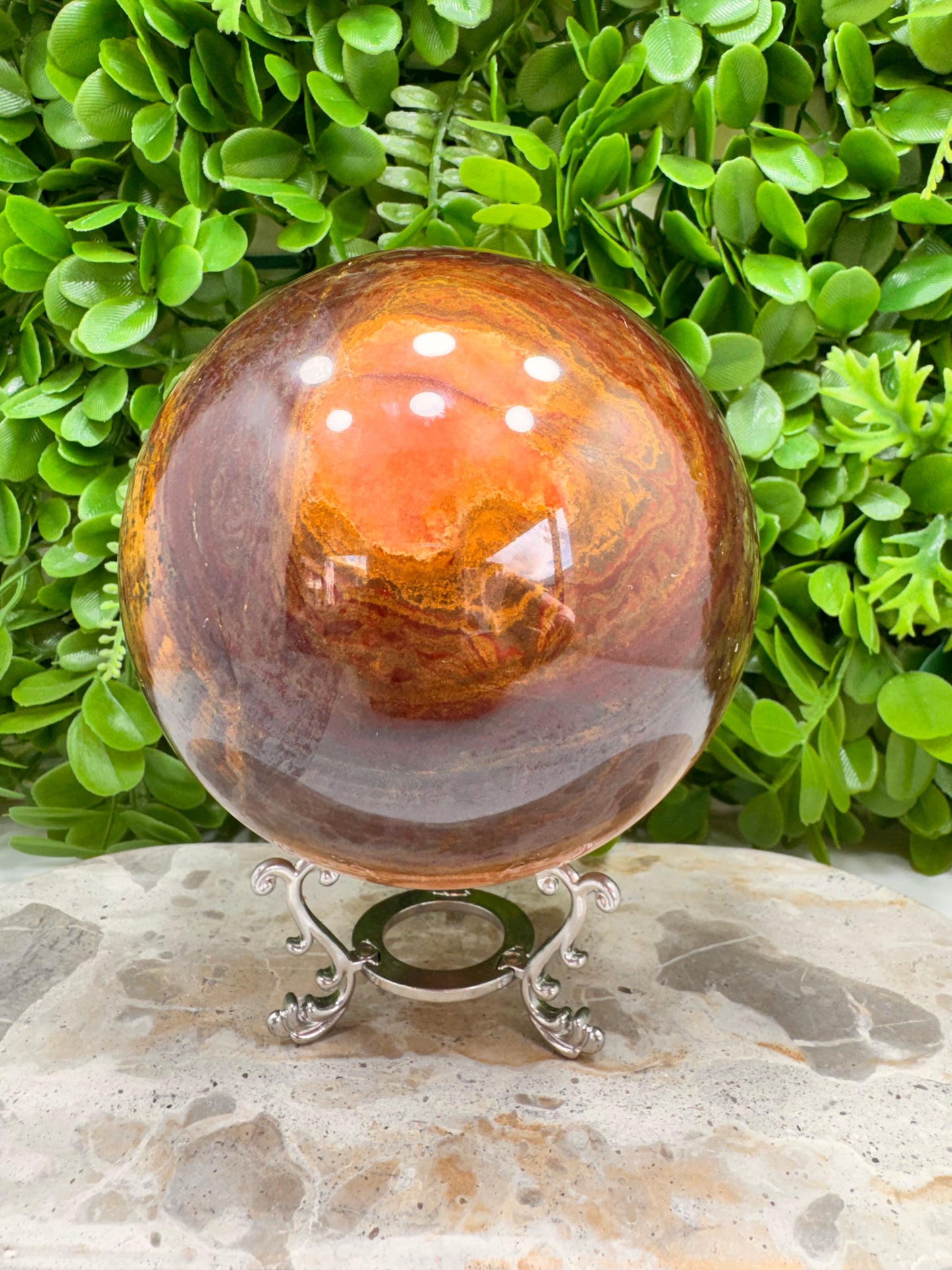 Peach Banded Calcite Sphere 2546g