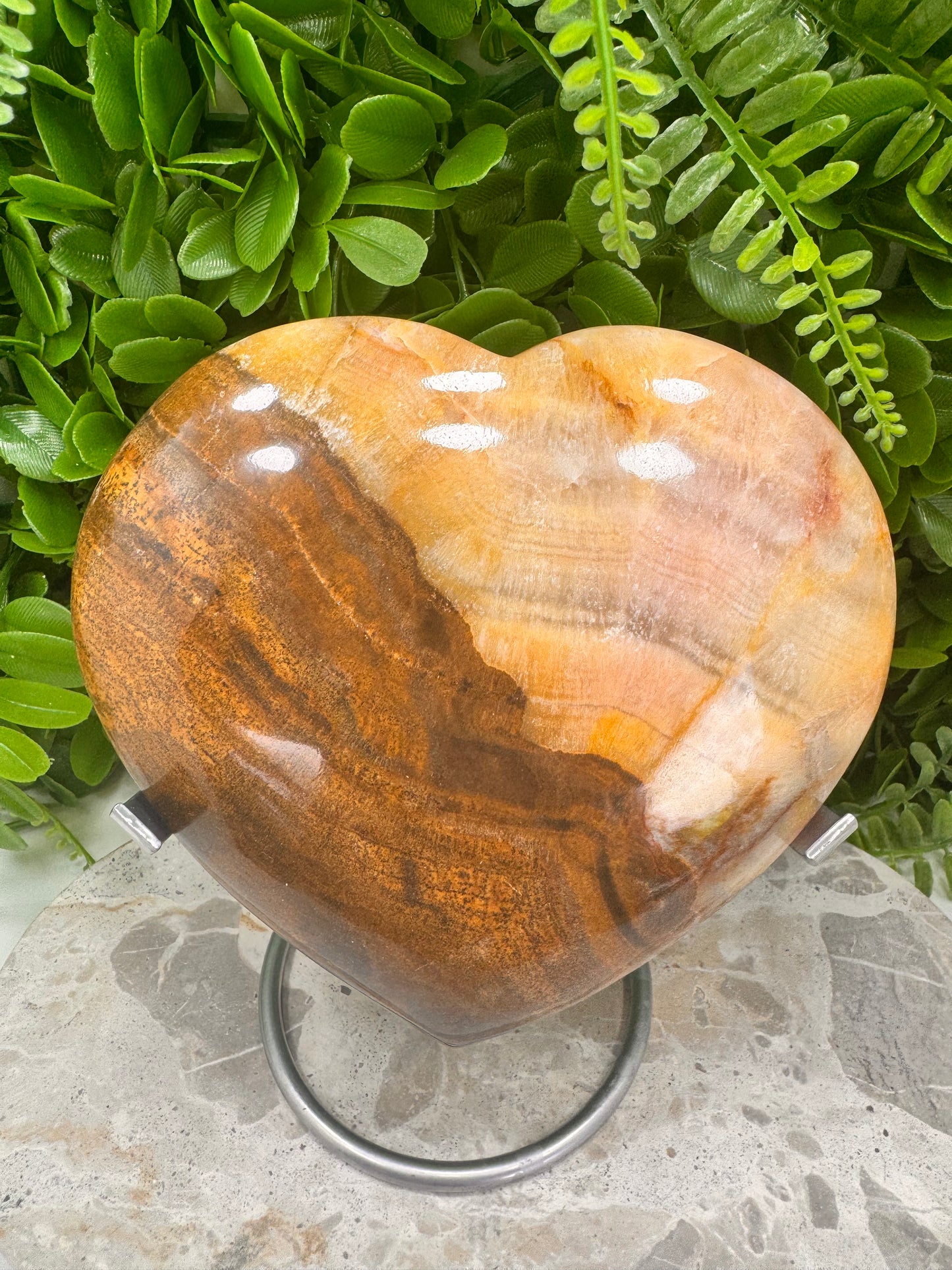 Peach Banded Calcite Heart 1192g