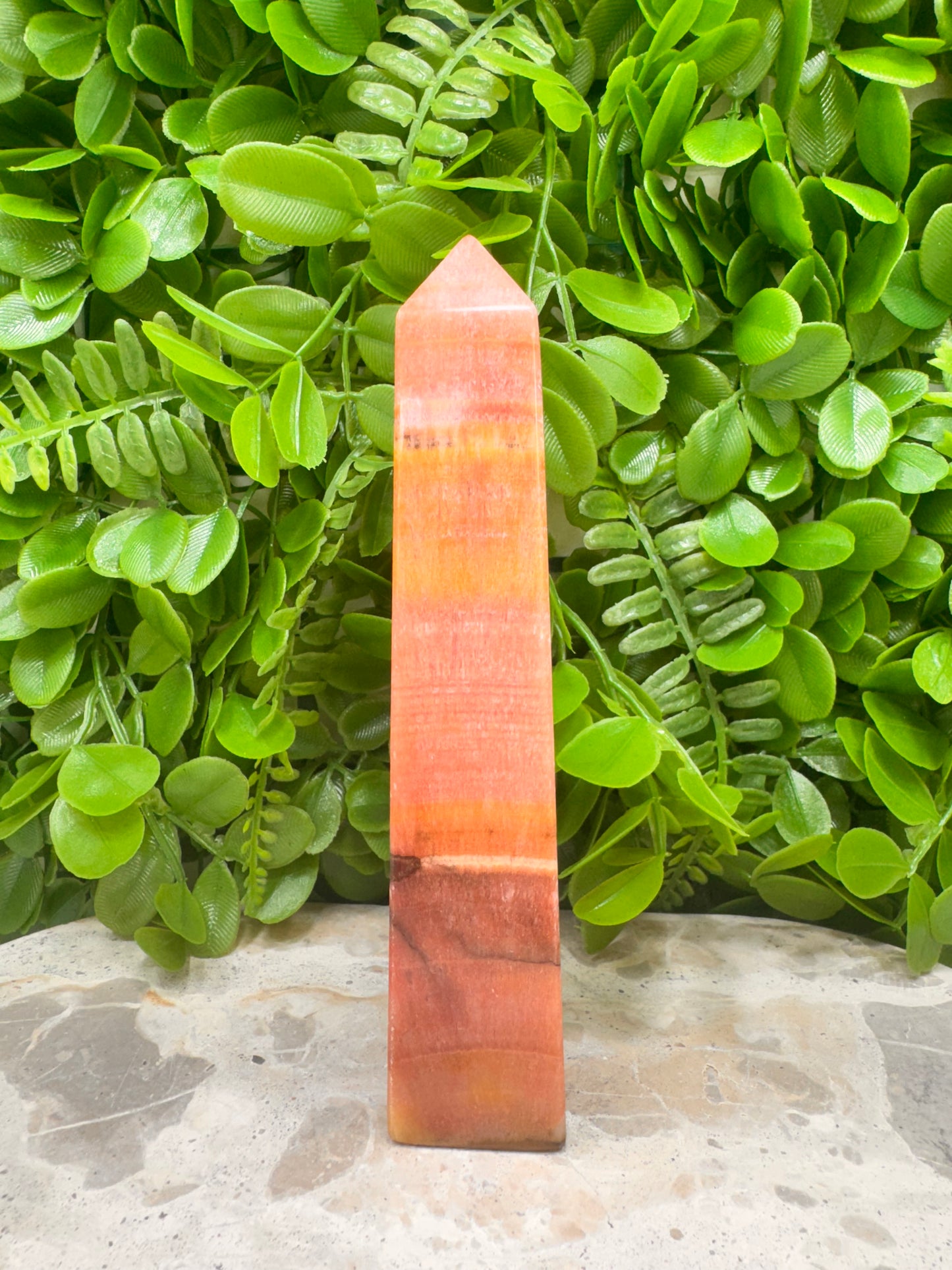 Peach Banded Calcite Tower 326g