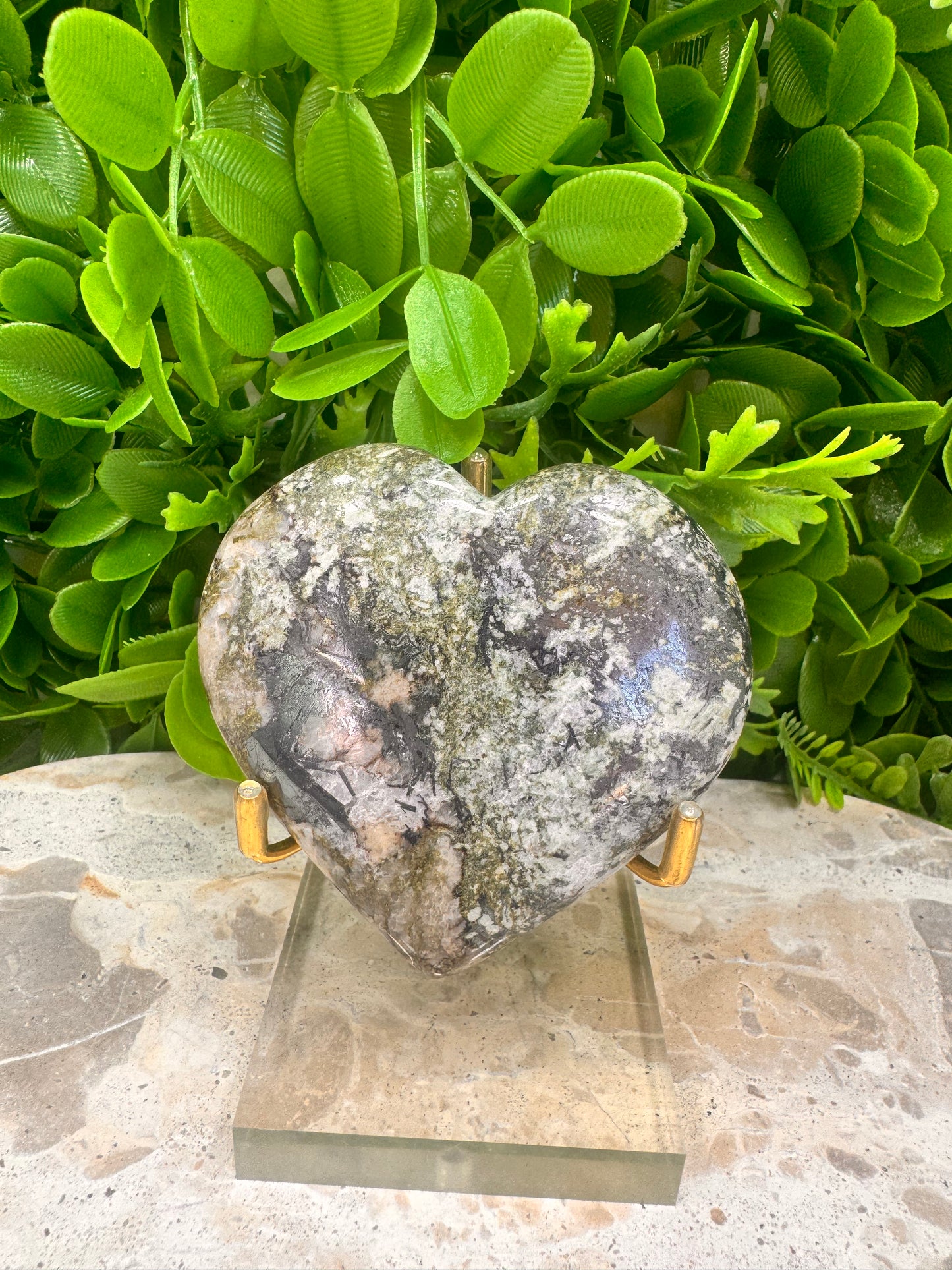 Epidote Hematite / Quartz Heart 208g