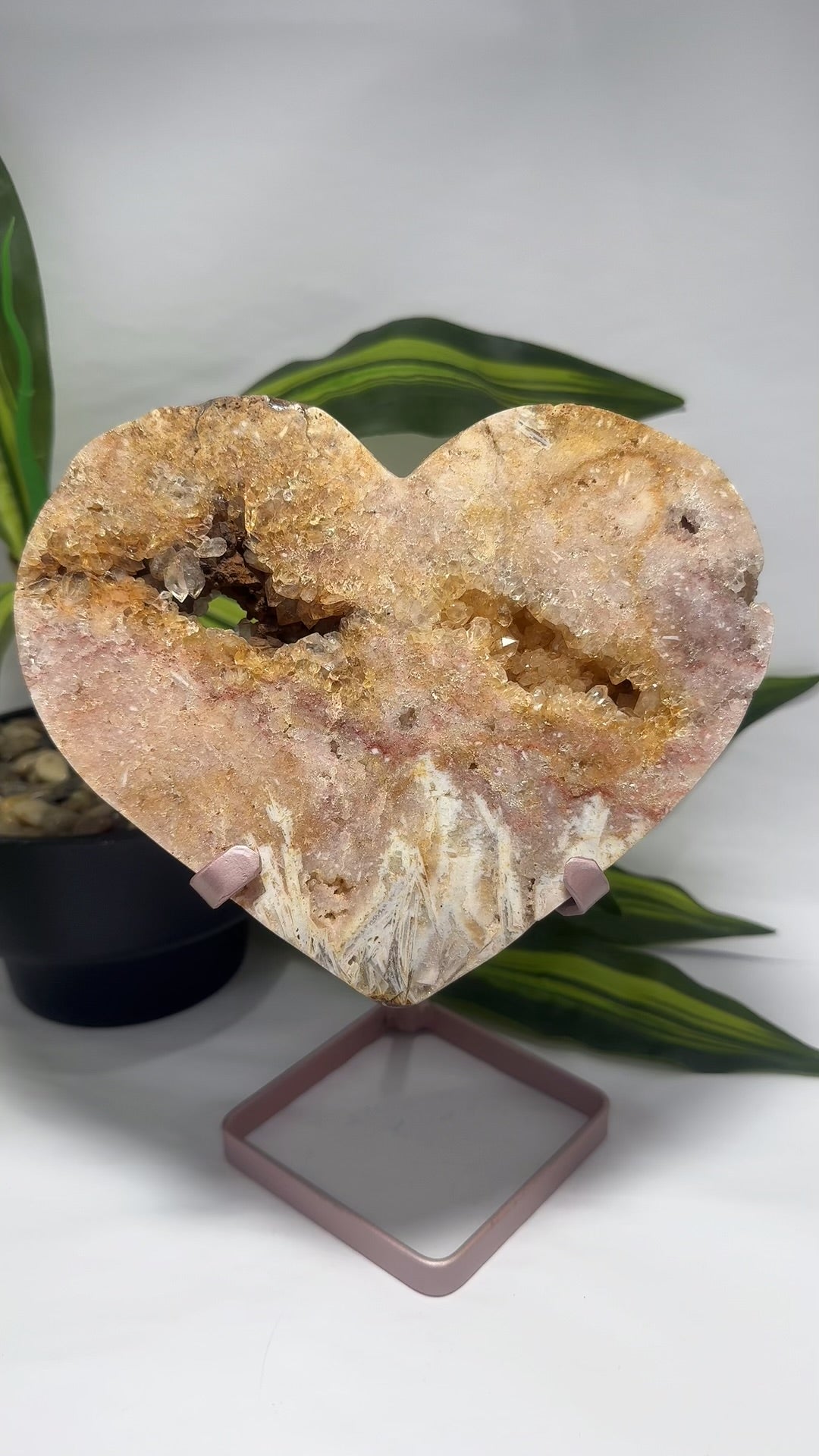 Pink Amethyst Heart on Stand 1638g