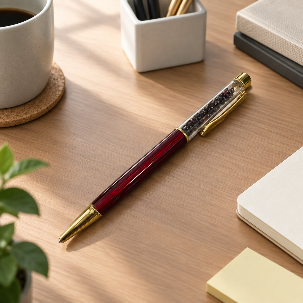 Garnet Premium Crystal Chip Pen | Passion • Energy • Confidence