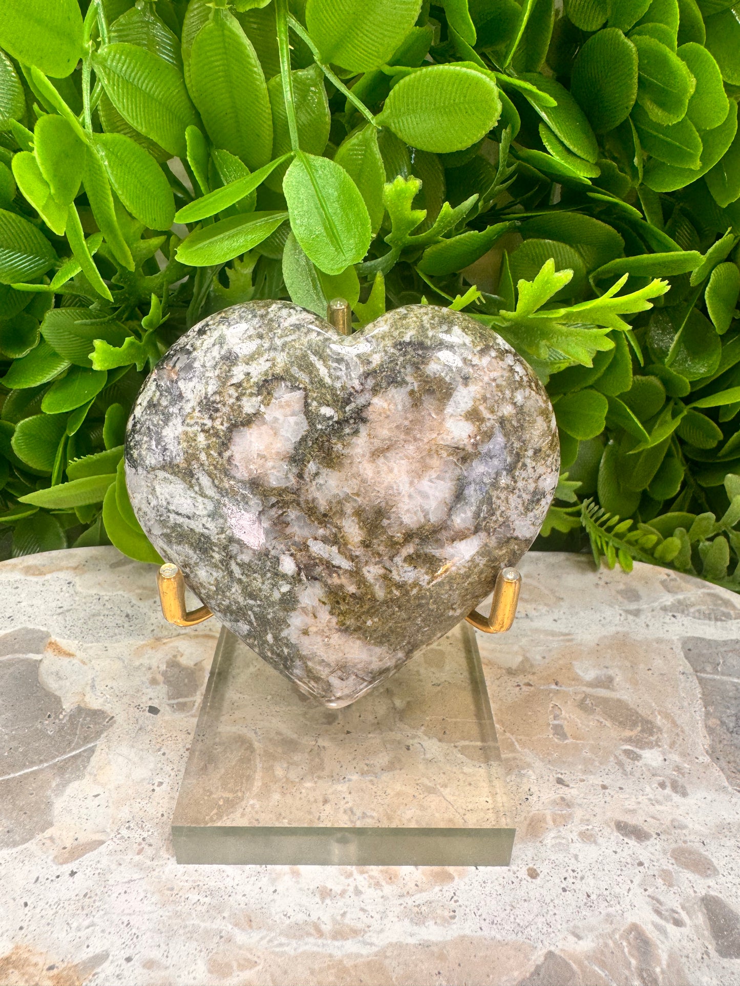 Epidote Hematite / Quartz Heart 208g
