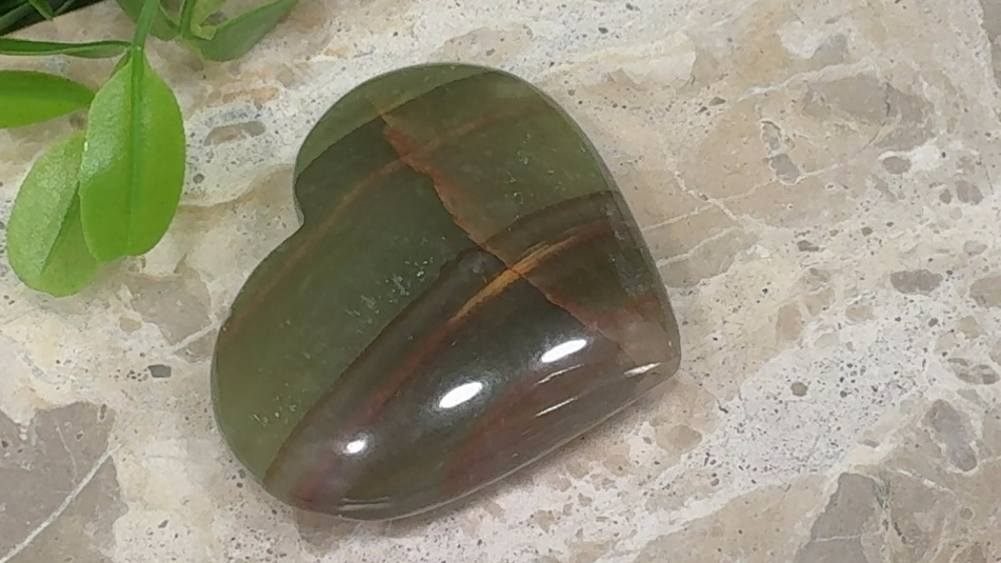 Green Banded Onyx Heart 120g
