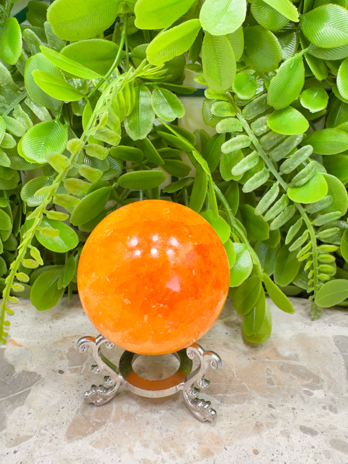 Crystallised Orange Calcite Sphere 250g
