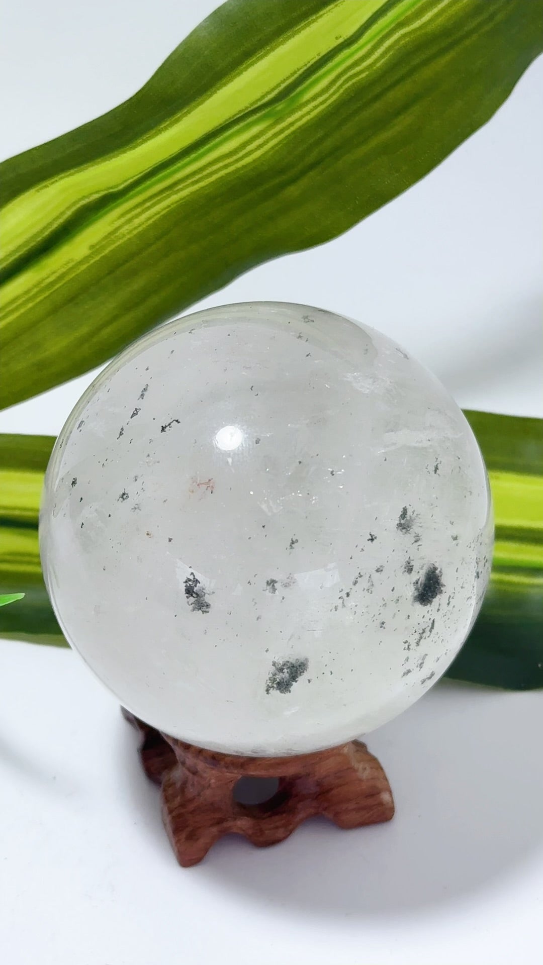 Clear Quartz with Garden Quartz Sphere 608g