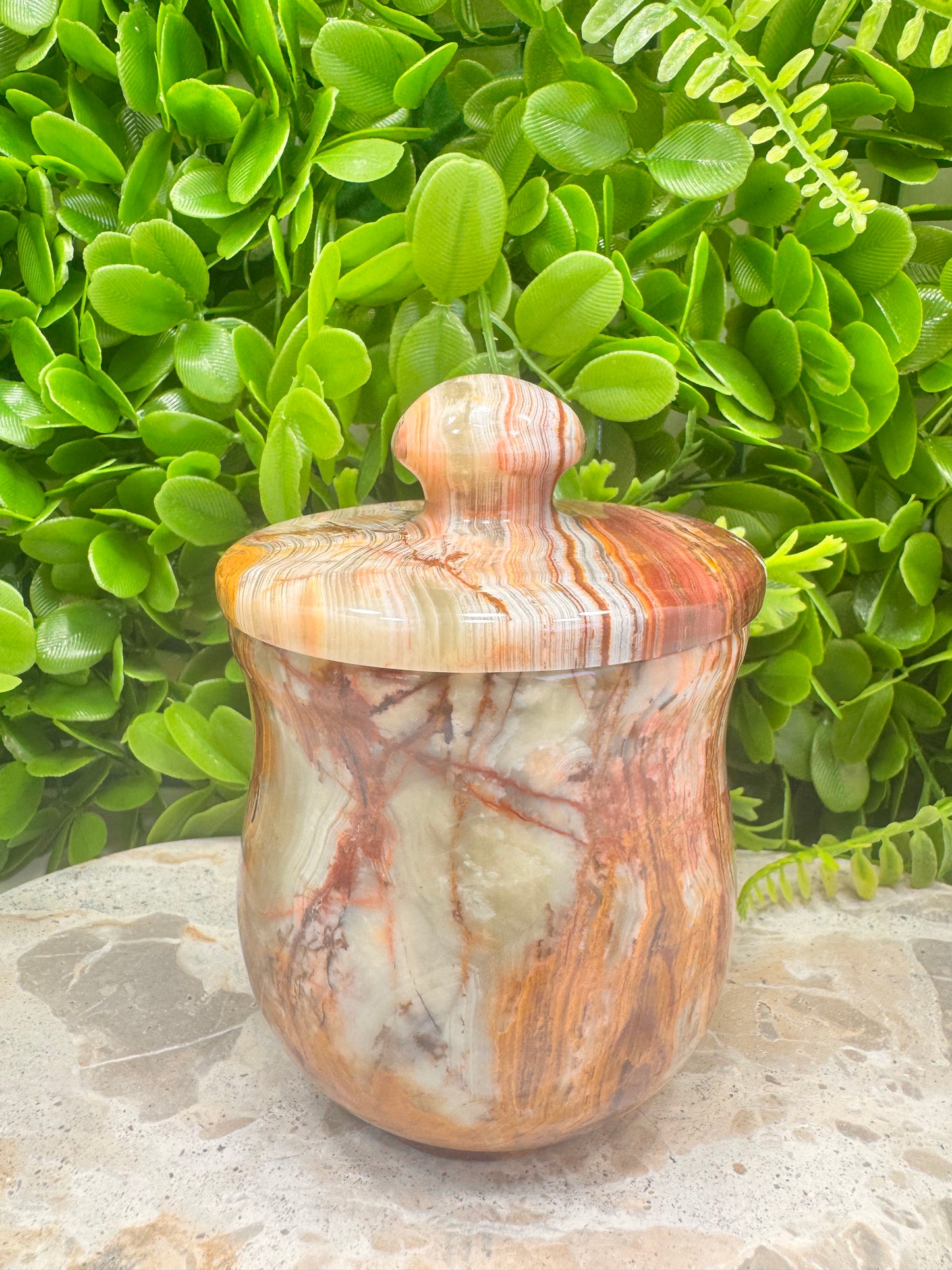 Green Banded Onyx Jar with lid 718g