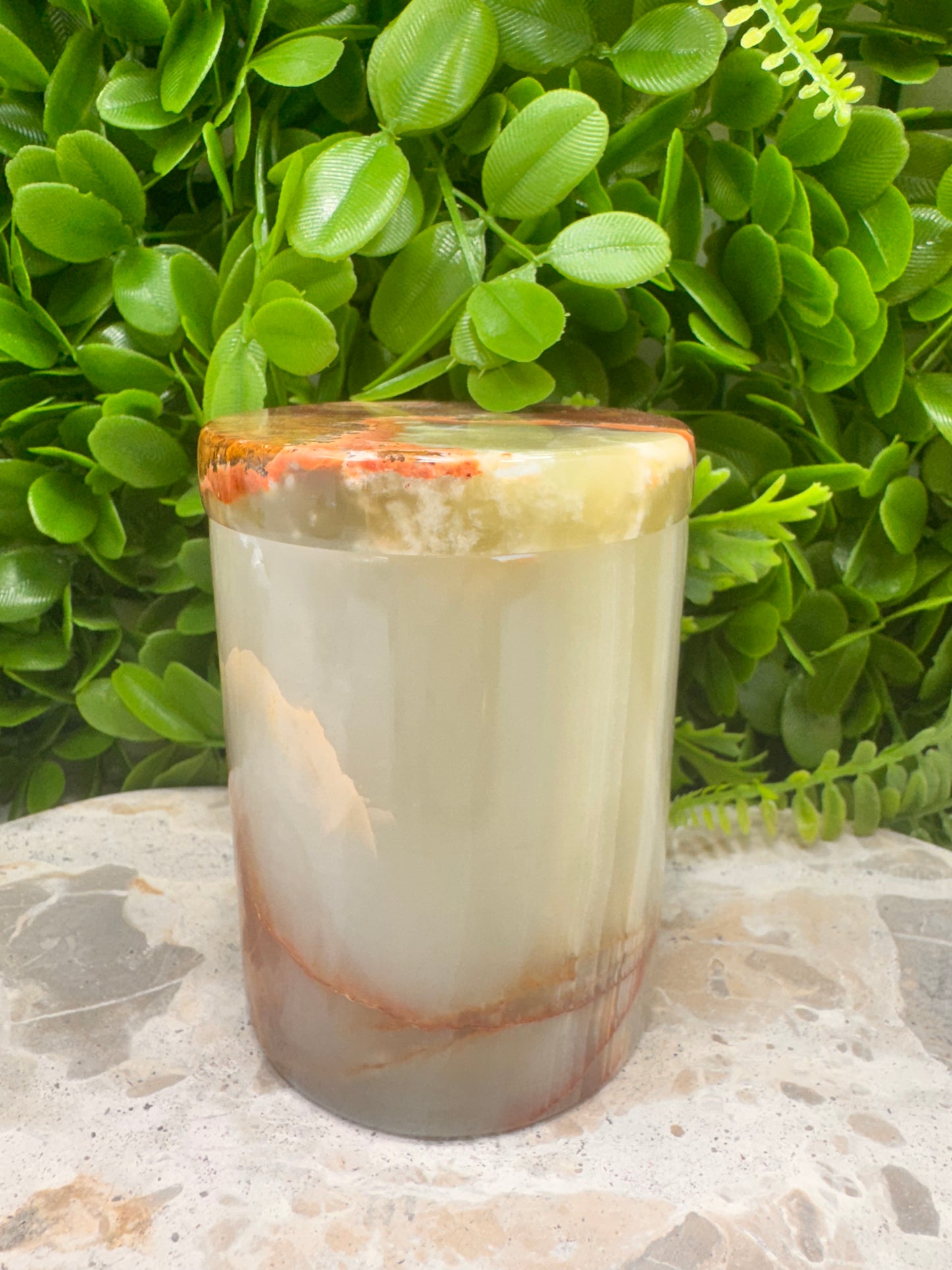 Green Banded Onyx Jar with lid 2 pce 550g
