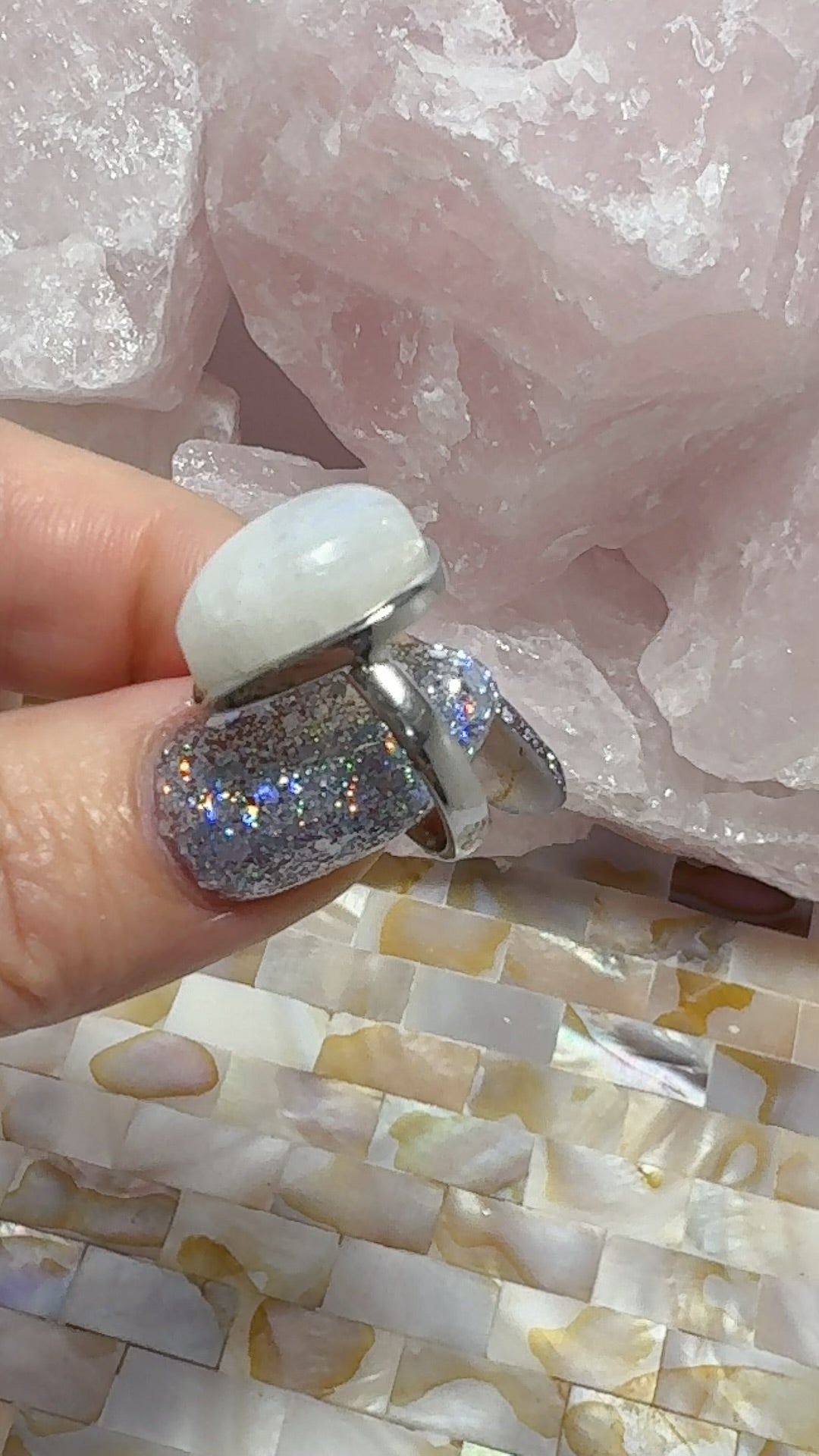 Moonstone Silver Ring Sz7 S925