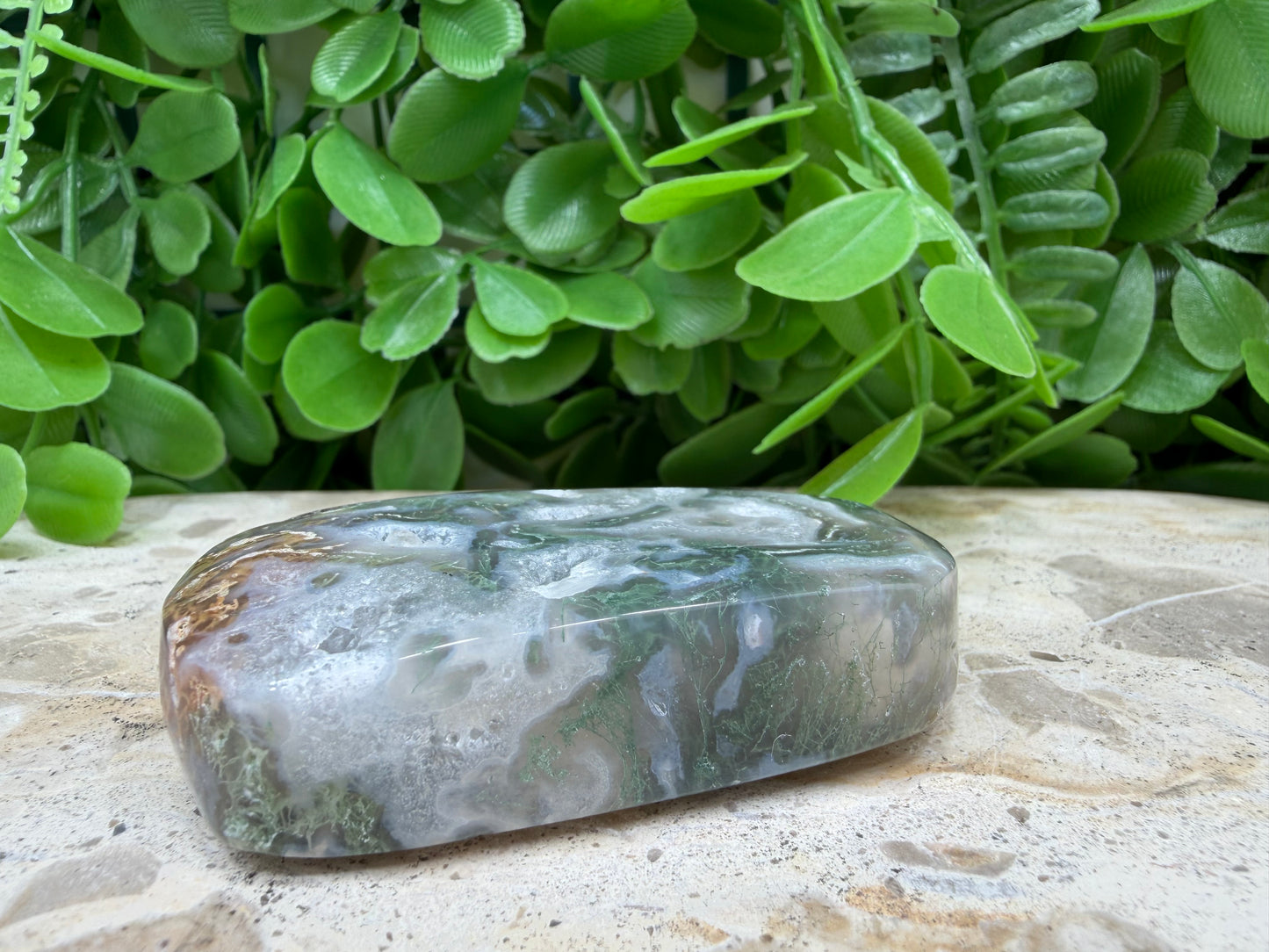 Moss Agate Palm Stone 94g