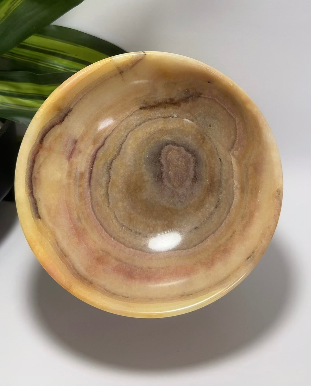 Peach Banded Calcite Bowl 464g