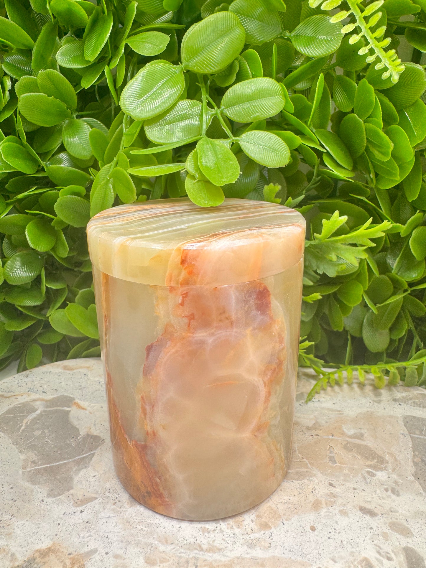 Green Banded Onyx Jar with lid 2 pce 608g