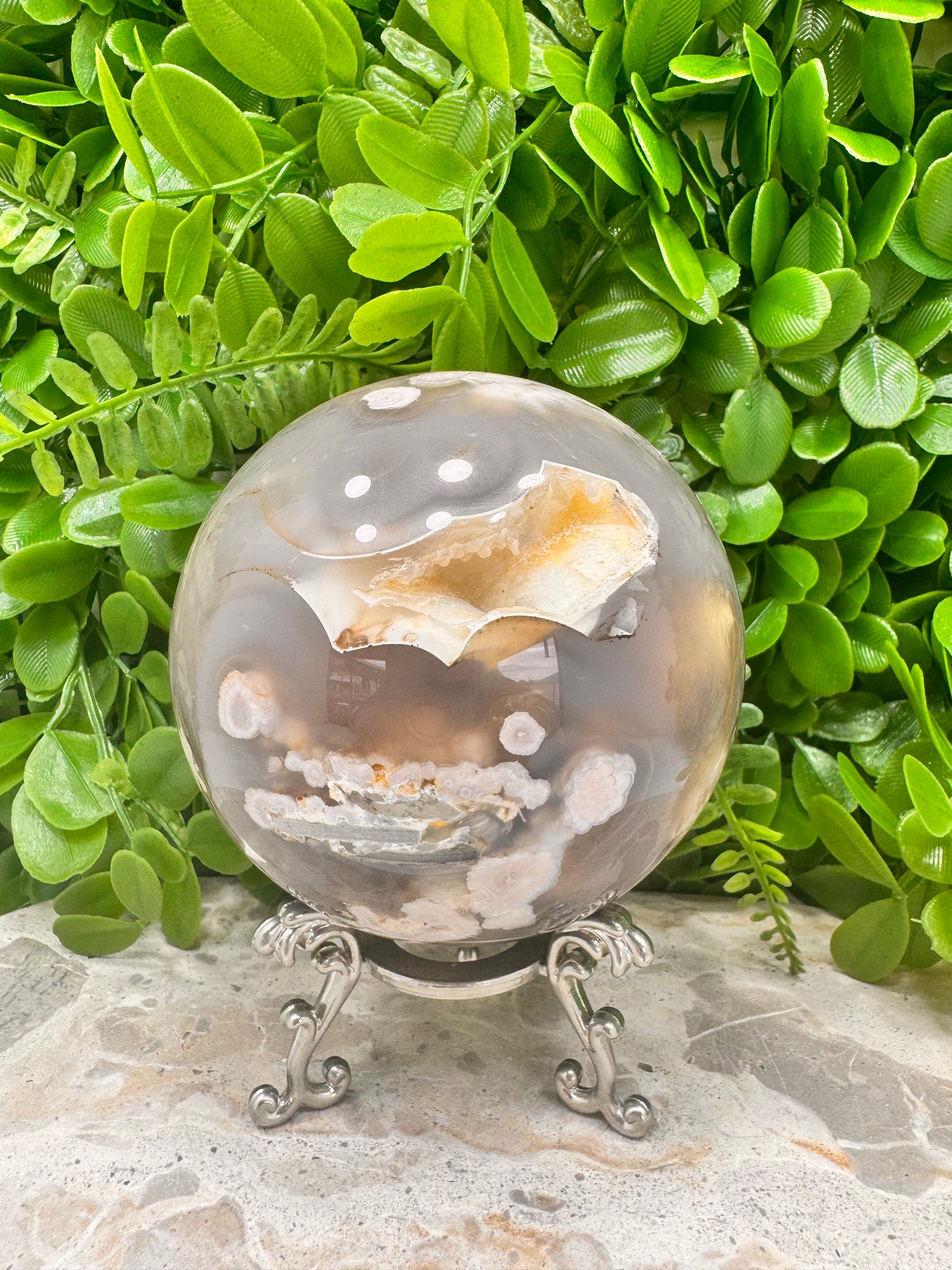 Flower Agate Sphere 1314g