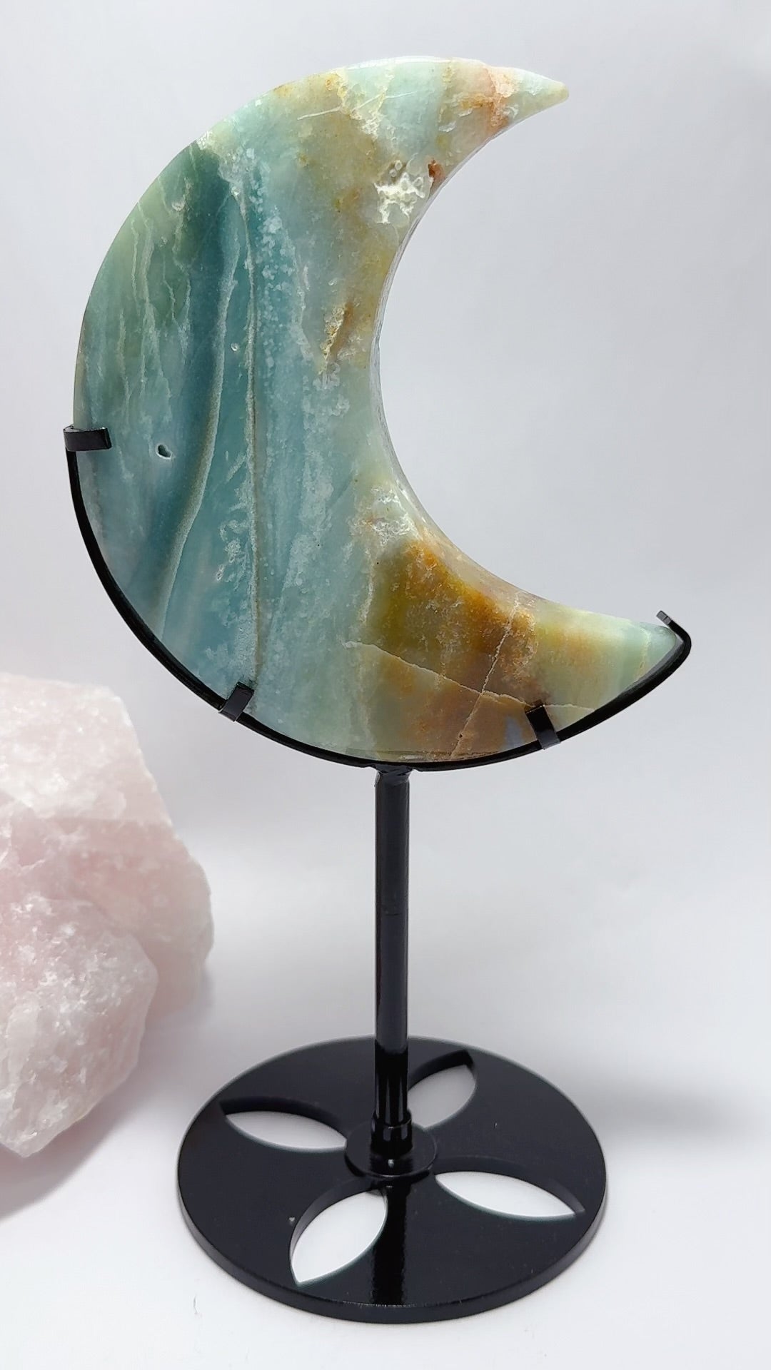 Sky Blue Opal Moon with Stand 738g